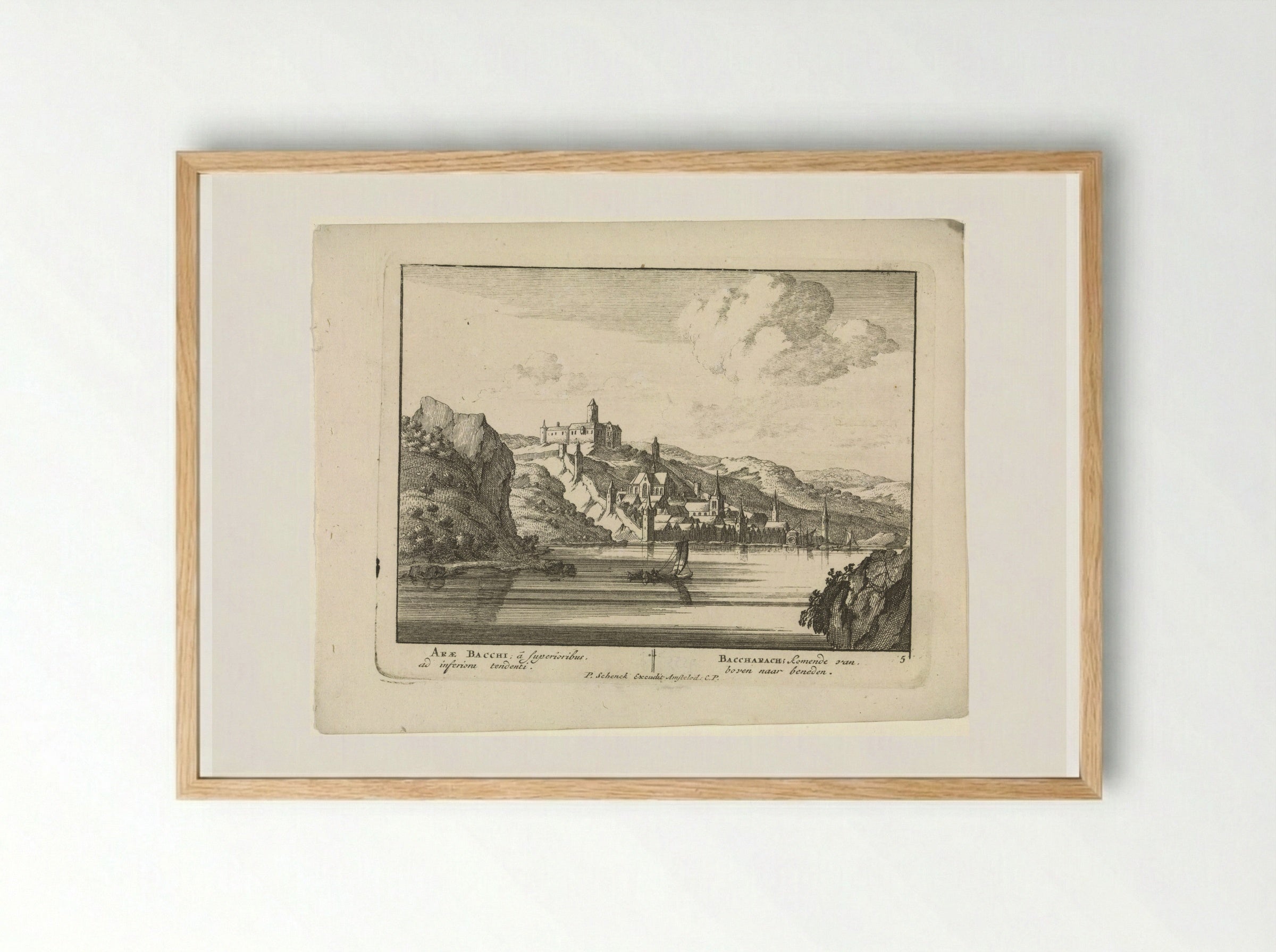 Bacharach aan de Rijn met kasteel Stahleck - Jan van Call (I) - Framed Print Wood