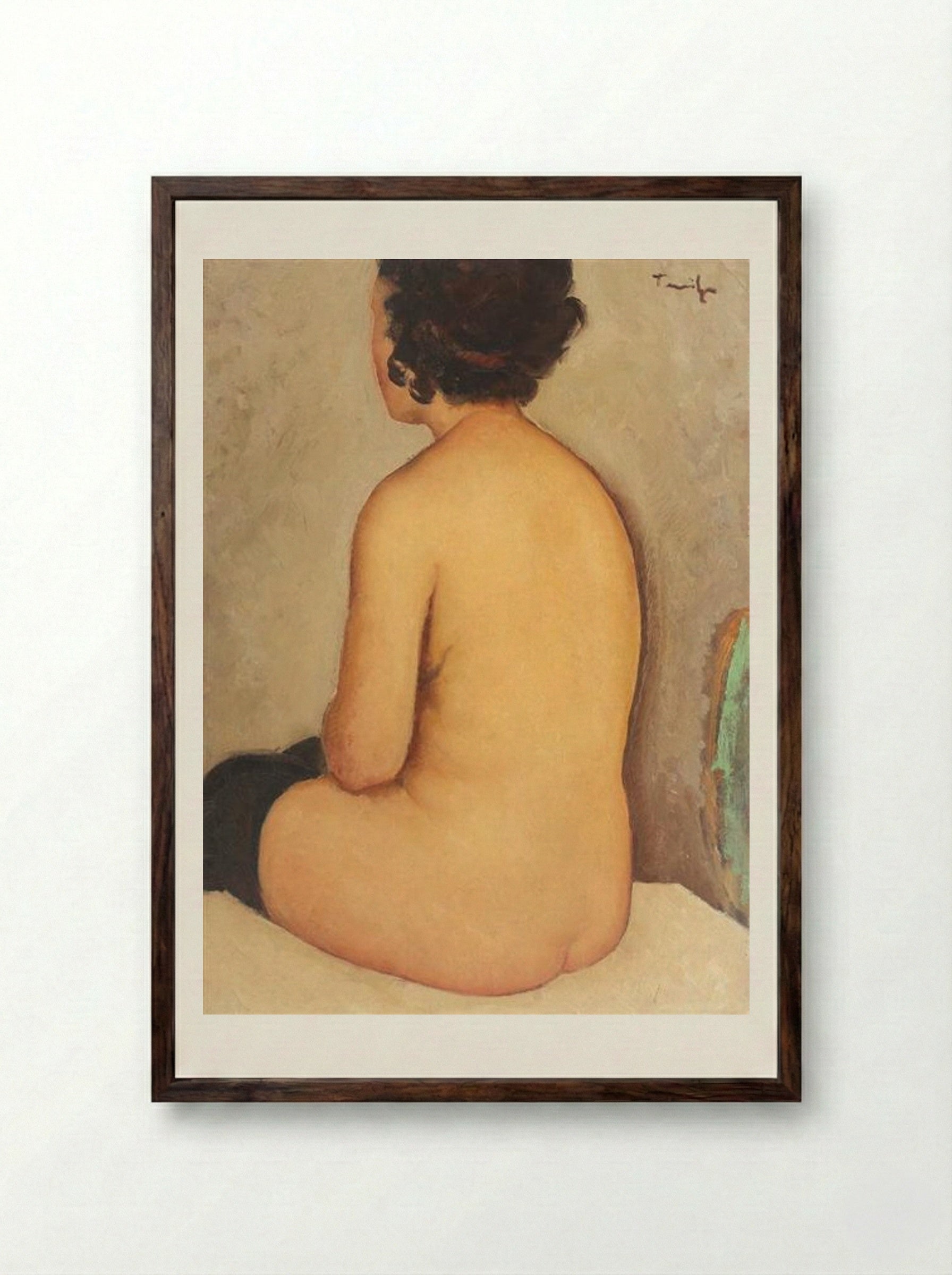 Back Nude - Nicolae Tonitza - Framed Print Dark Wood