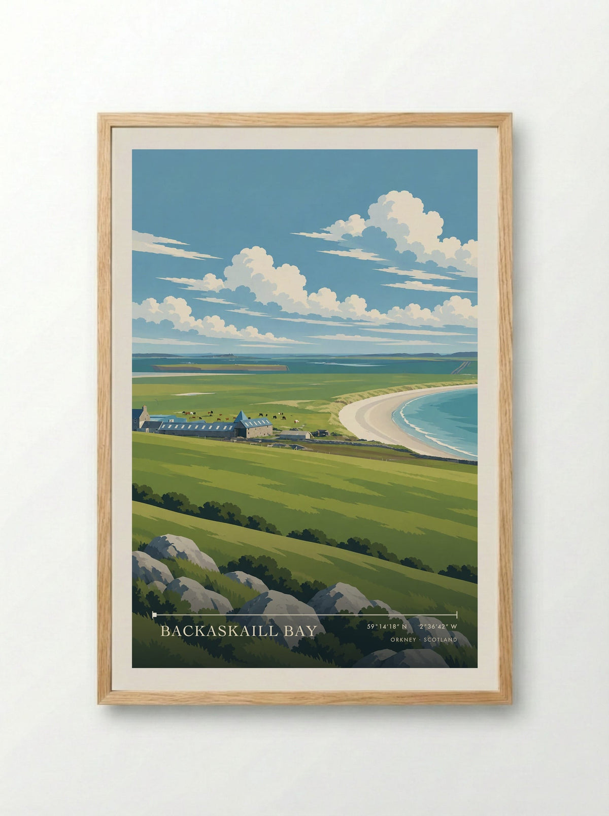 Backaskaill Bay, Orkney | Travel Poster - Framed Print Wood