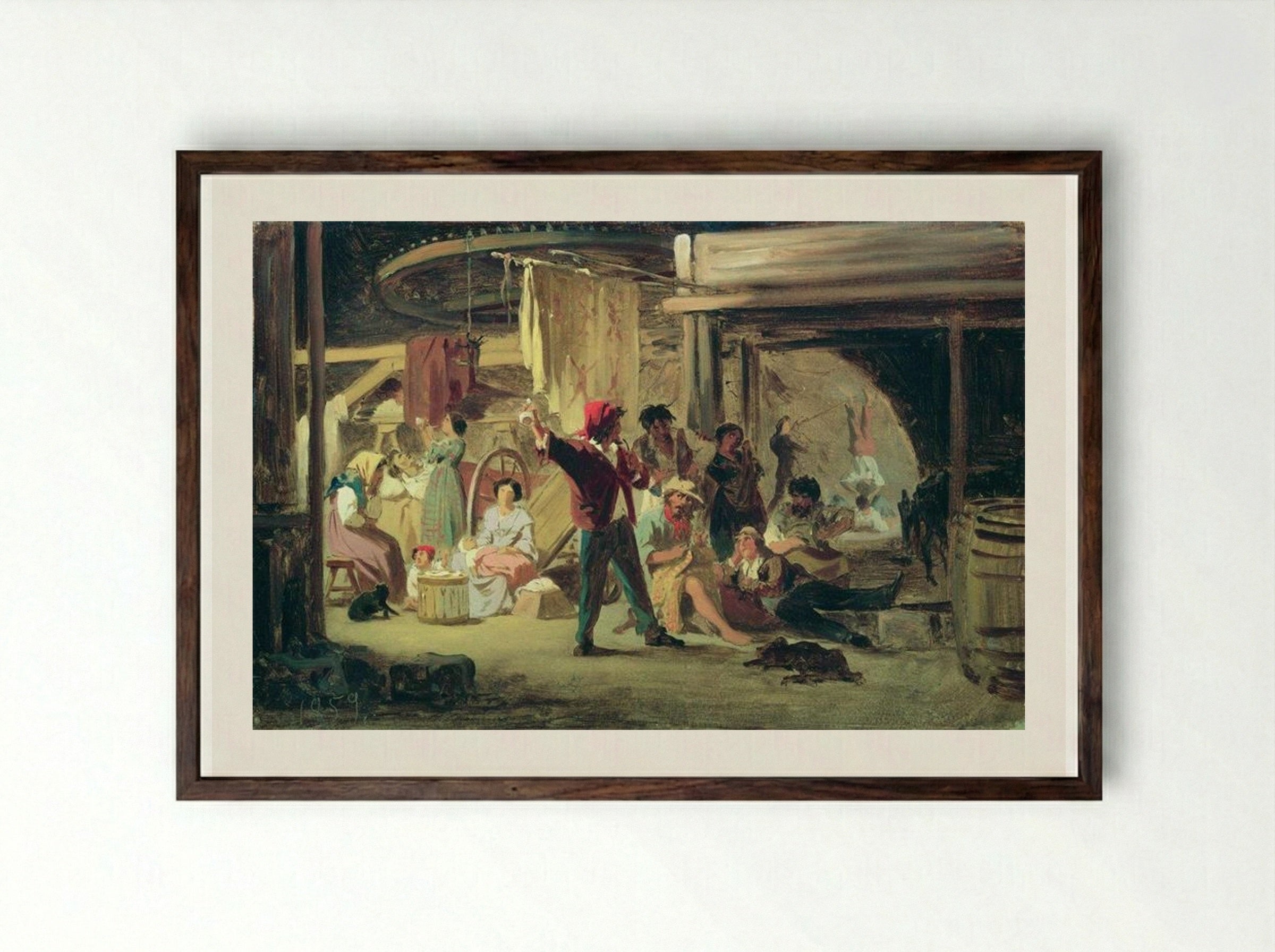 Backstage of the Circus - Fyodor Bronnikov - Framed Print Dark Wood