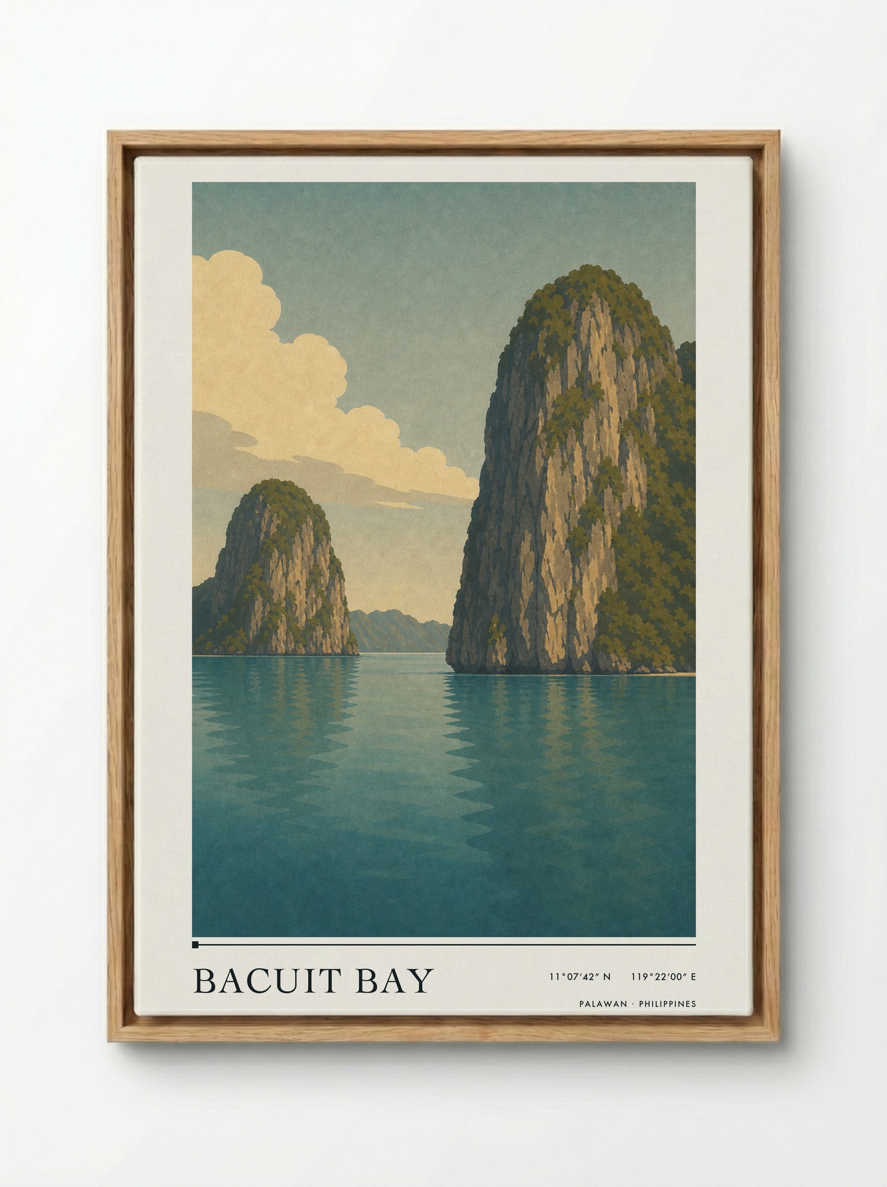 Bacuit Bay Travel Poster Artwork - Framed Canvas Wood