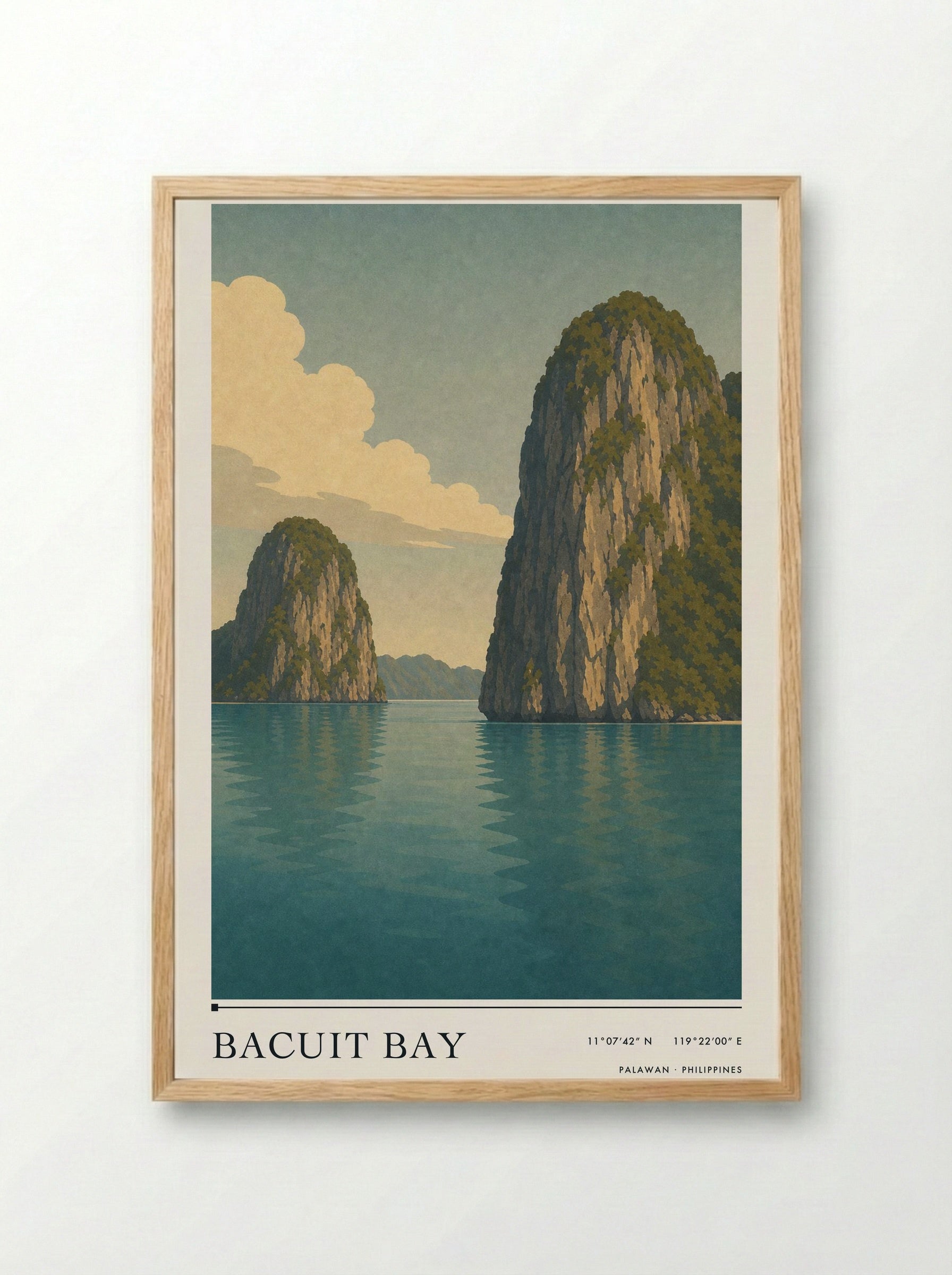Bacuit Bay Travel Poster Artwork - Framed Print Wood