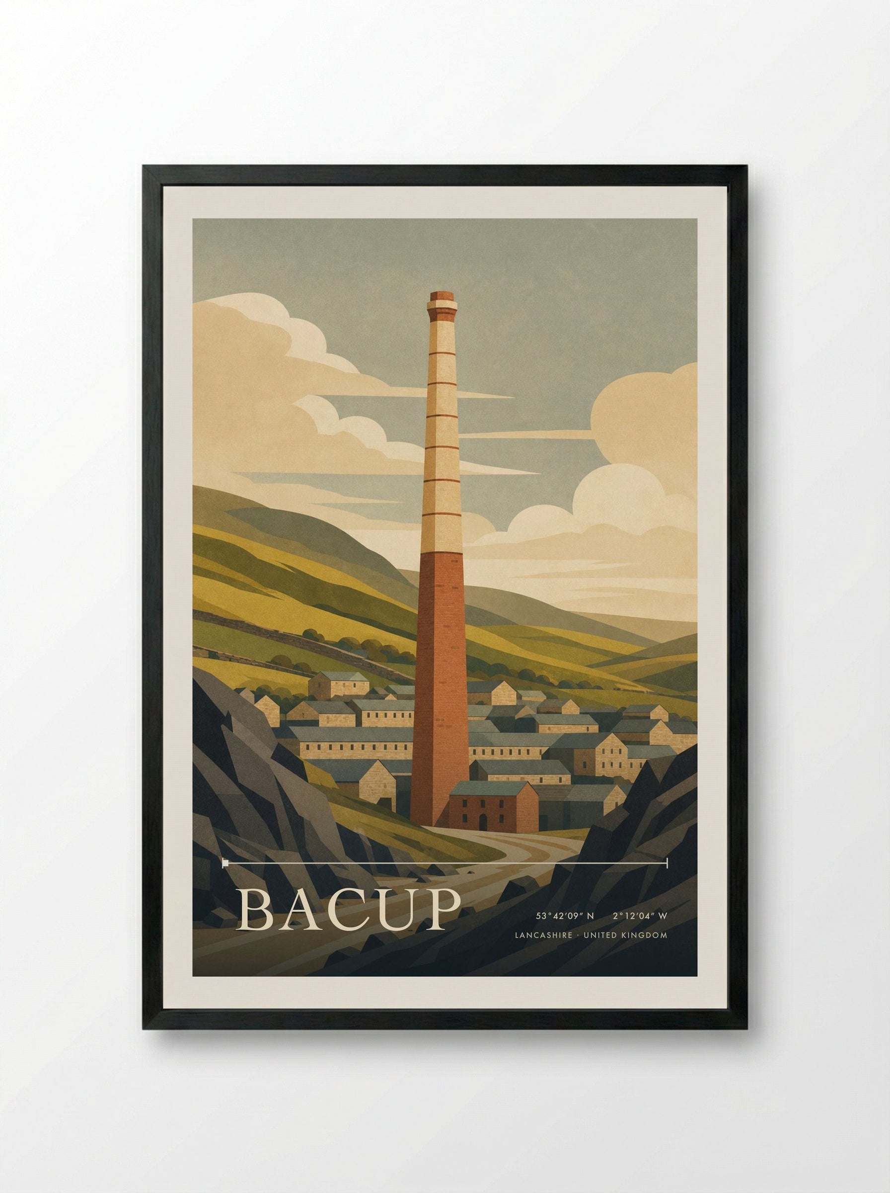 Bacup Lancashire United Kingdom Travel Poster - Framed Print Black