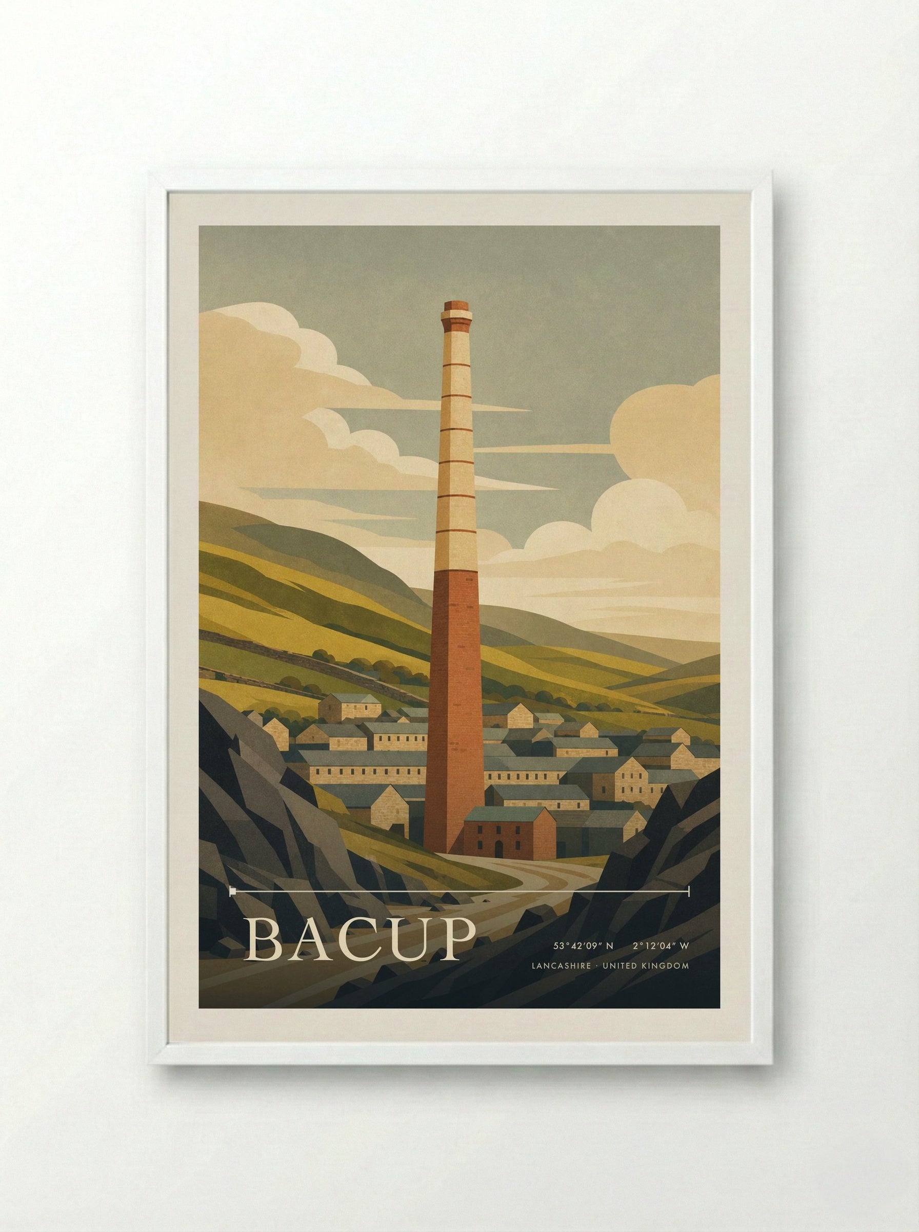 Bacup Lancashire United Kingdom Travel Poster - Framed Print White