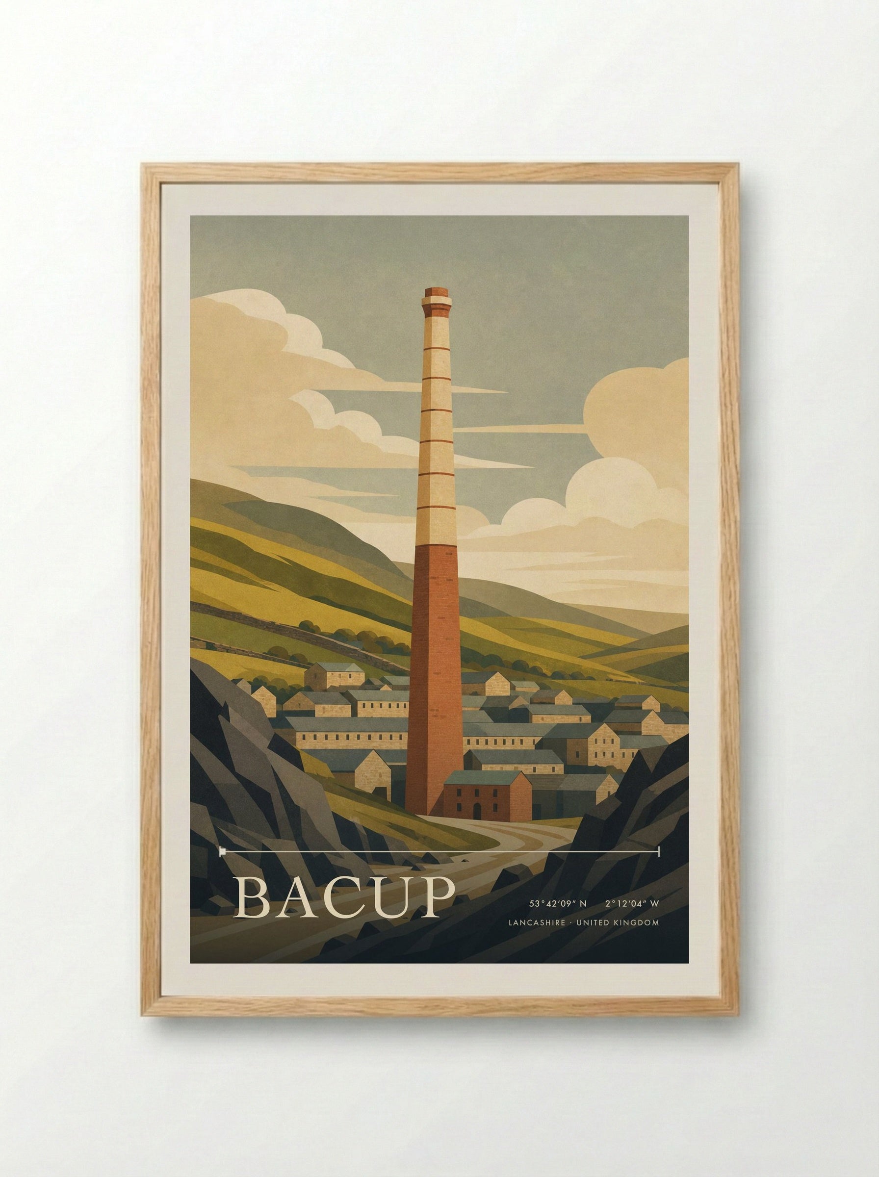 Bacup Lancashire United Kingdom Travel Poster - Framed Print Wood