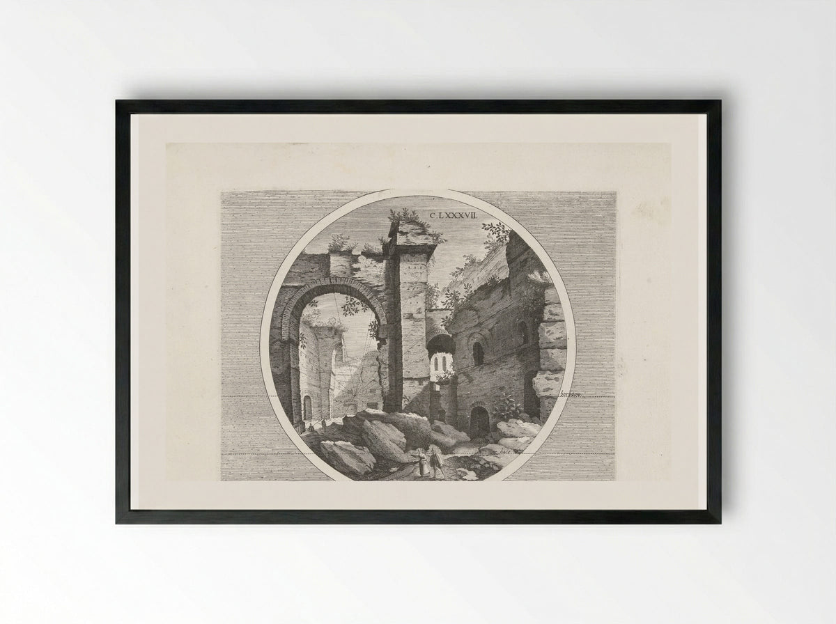 Baden van Diocletianus, met arcade - Hendrick Hondius (I) - Framed Print Black