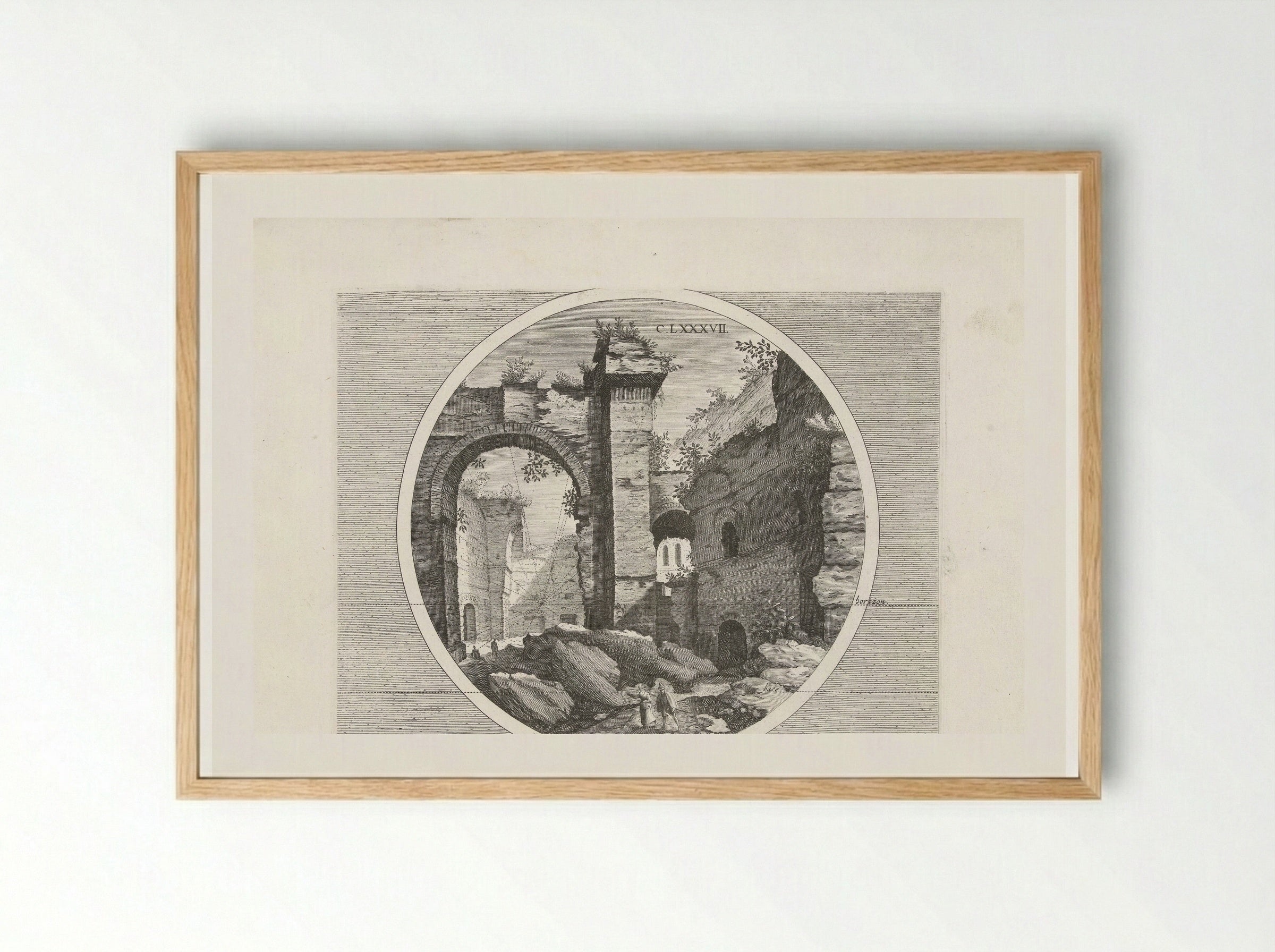 Baden van Diocletianus, met arcade - Hendrick Hondius (I) - Framed Print Wood