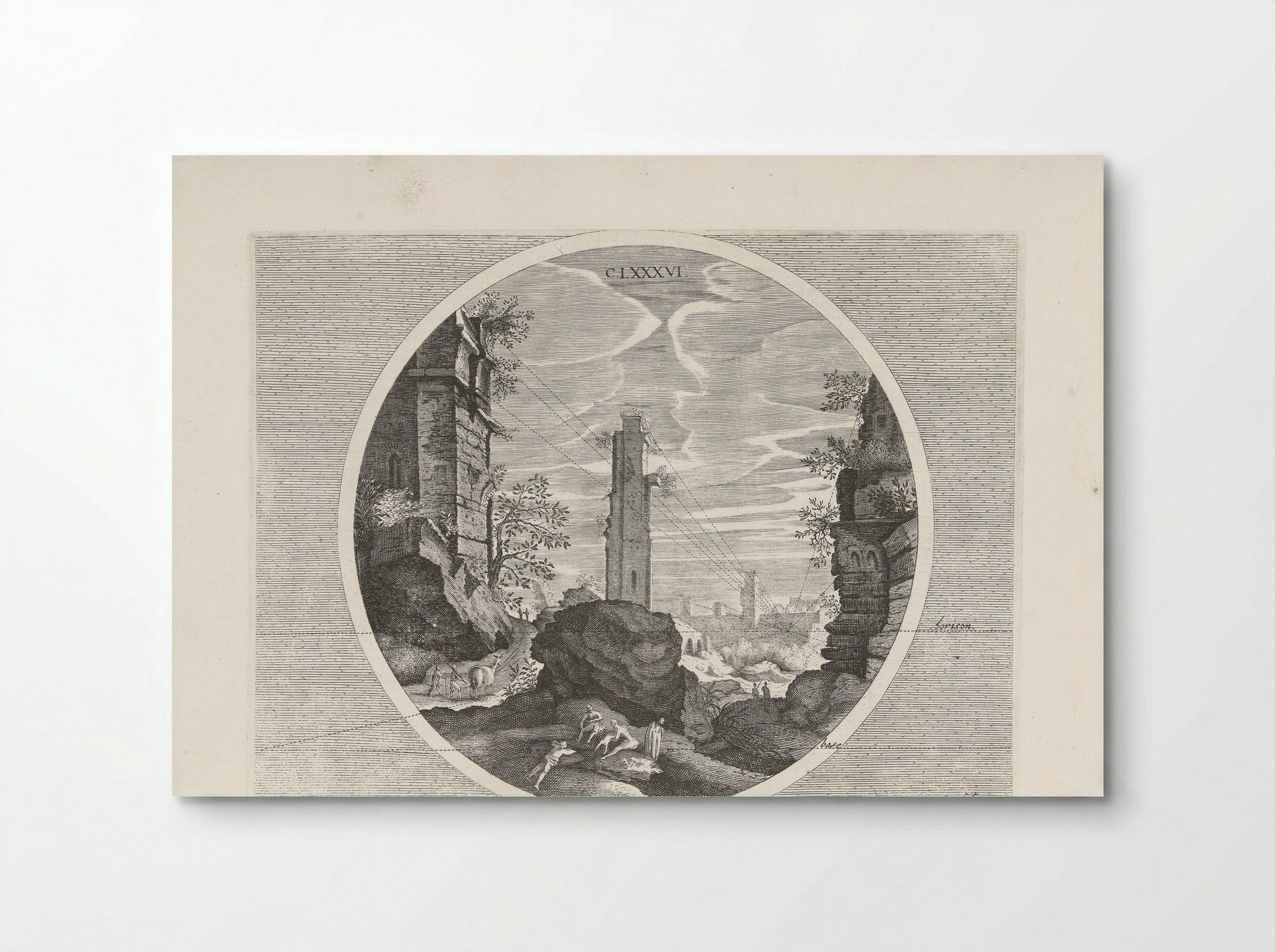 Baden van Diocletianus, met toren - Hendrick Hondius (I) - Poster