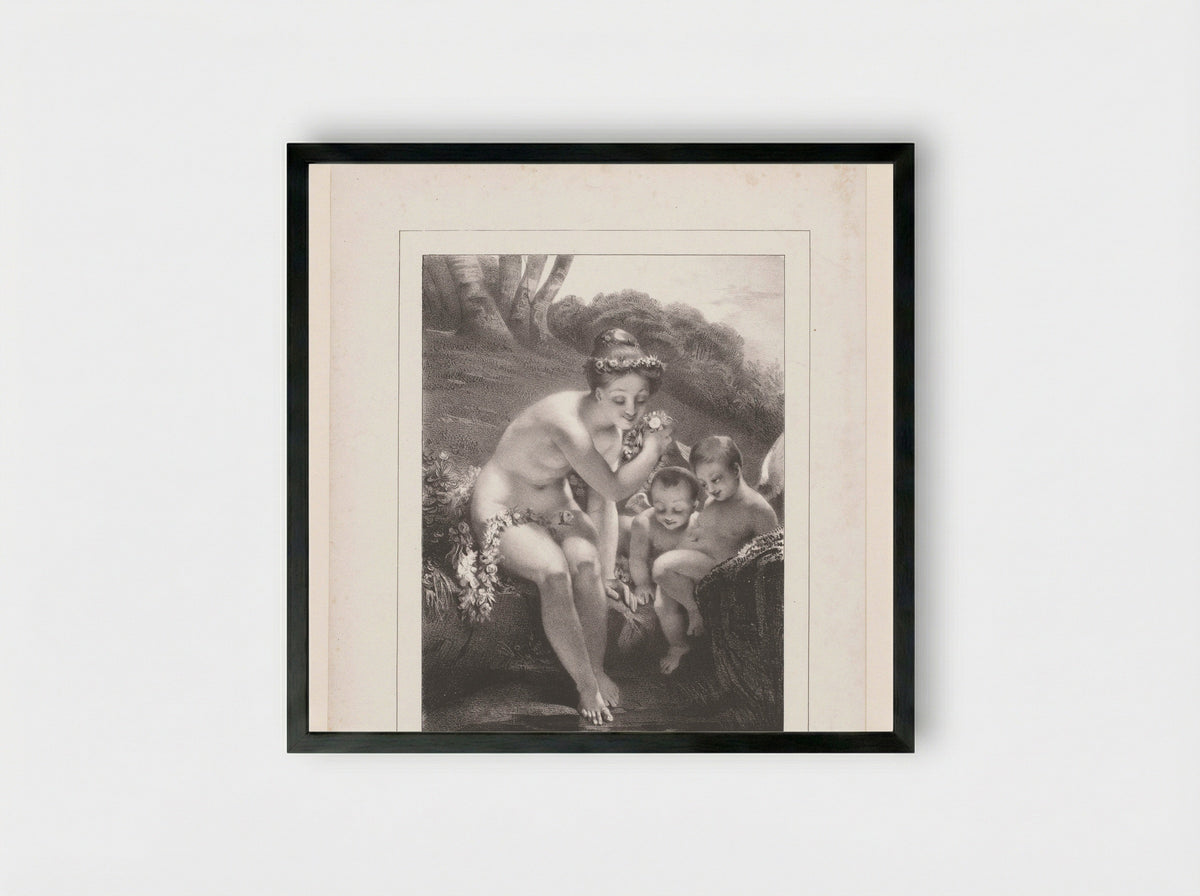 Badende Flora met putti - Rittner & Goupil - Framed Print Black