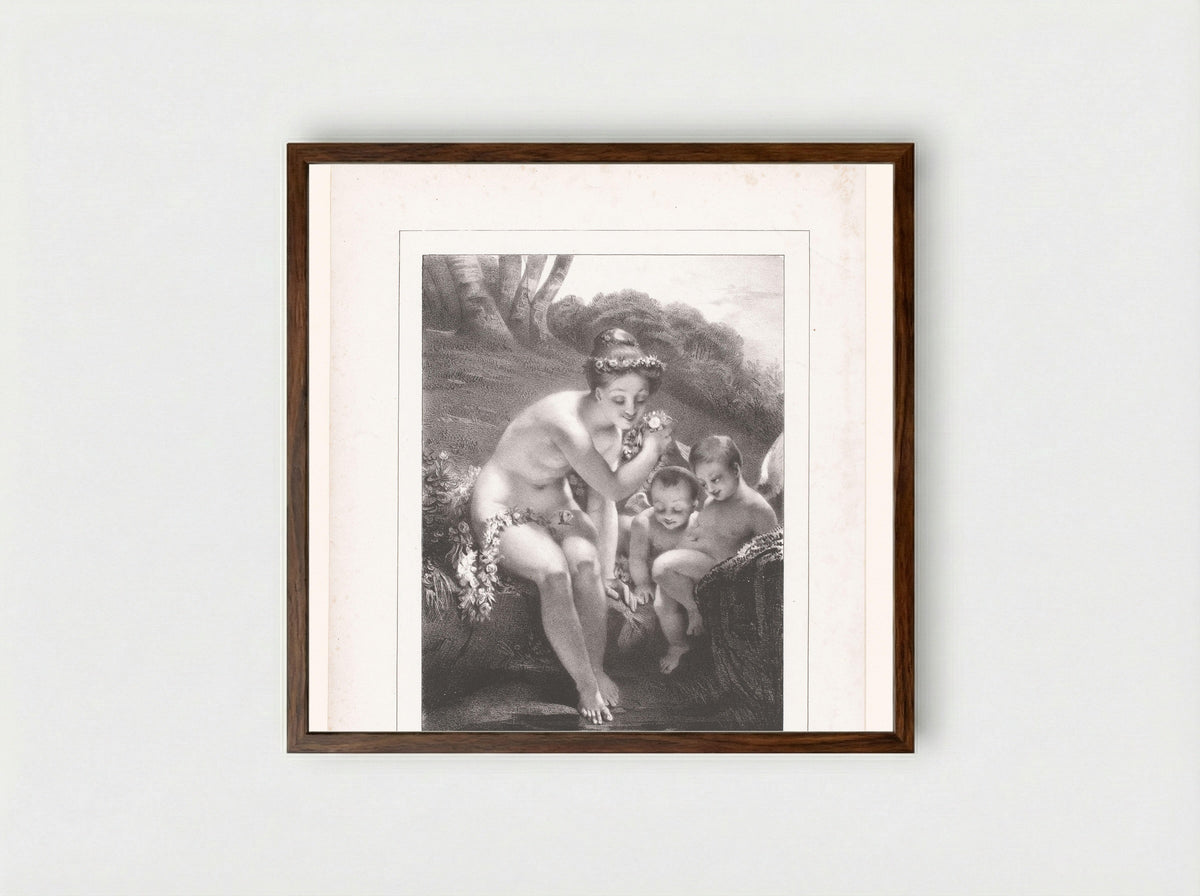 Badende Flora met putti - Rittner & Goupil - Framed Print Dark Wood
