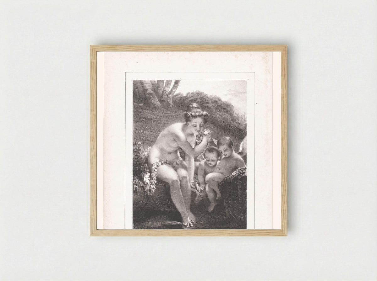 Badende Flora met putti - Rittner & Goupil - Framed Print Wood