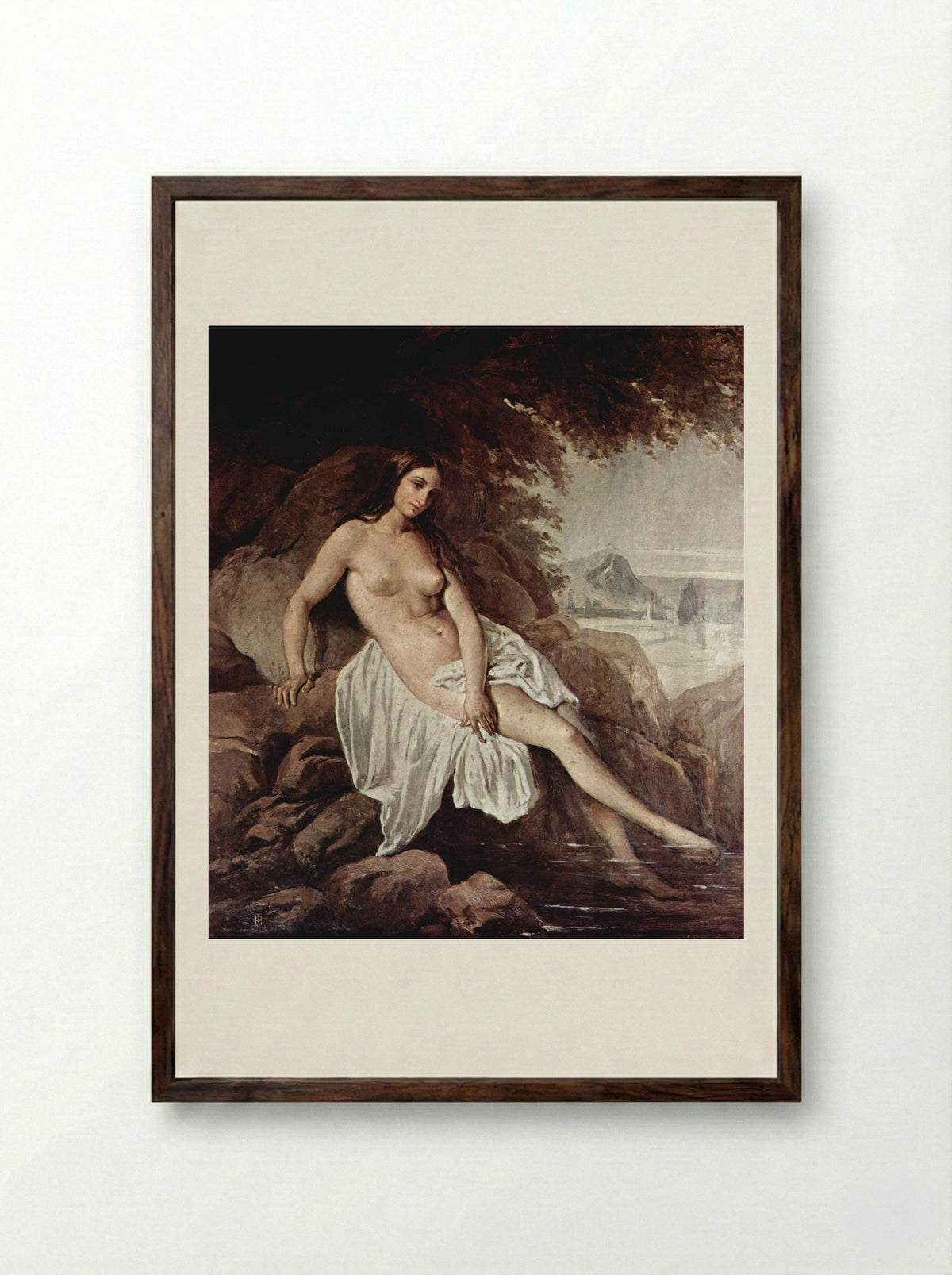 Badende (The Bather) - Francesco Hayez - Framed Print Dark Wood