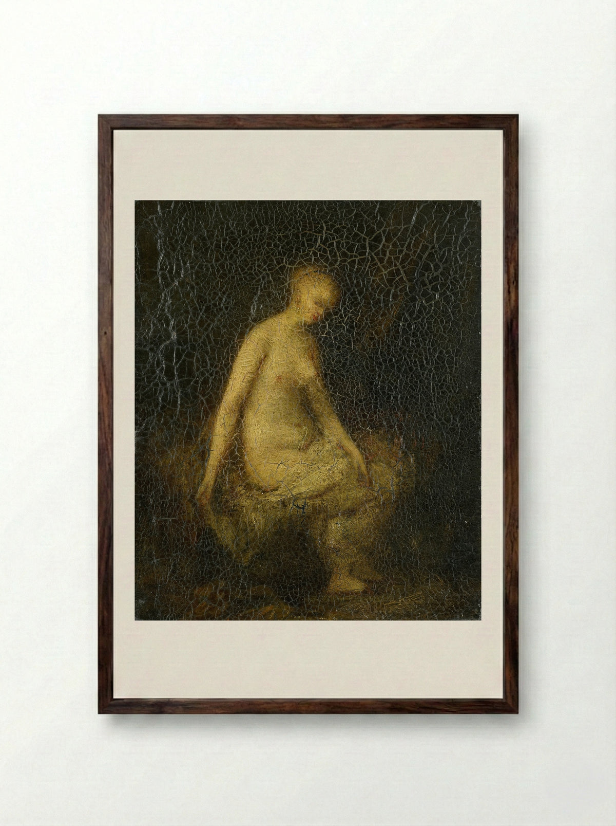 Badende vrouw (Bather) - Hippolyte Michaud - Framed Print Dark Wood