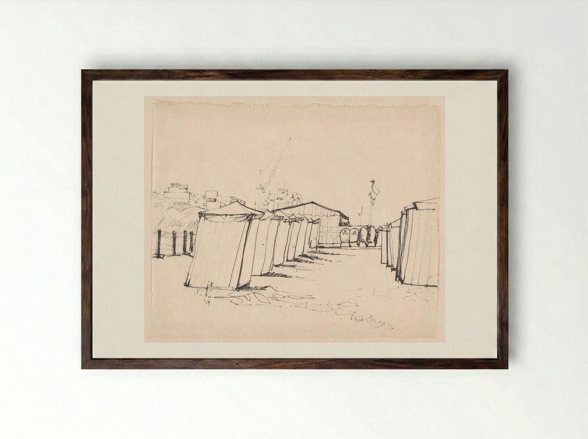Badhokjes (Noordwijk) - Rein Dool - Framed Print Dark Wood