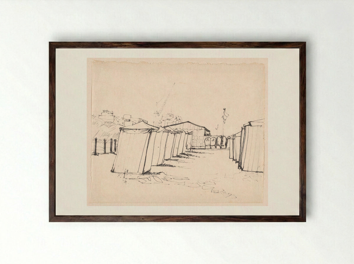 Badhokjes (Noordwijk) - Rein Dool - Framed Print Dark Wood