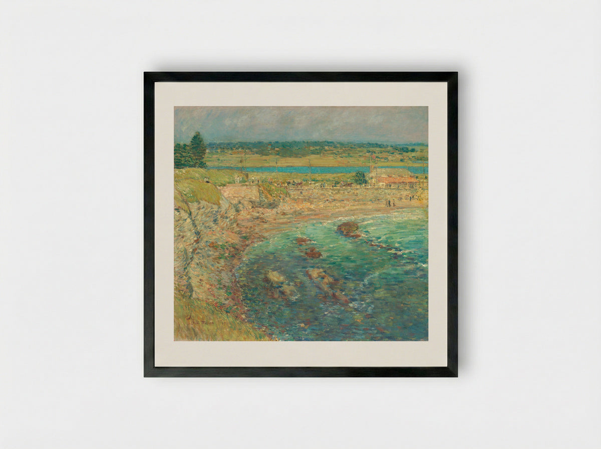 Bailey's Beach, Newport, R.I. - Childe Hassam - Framed Print Black