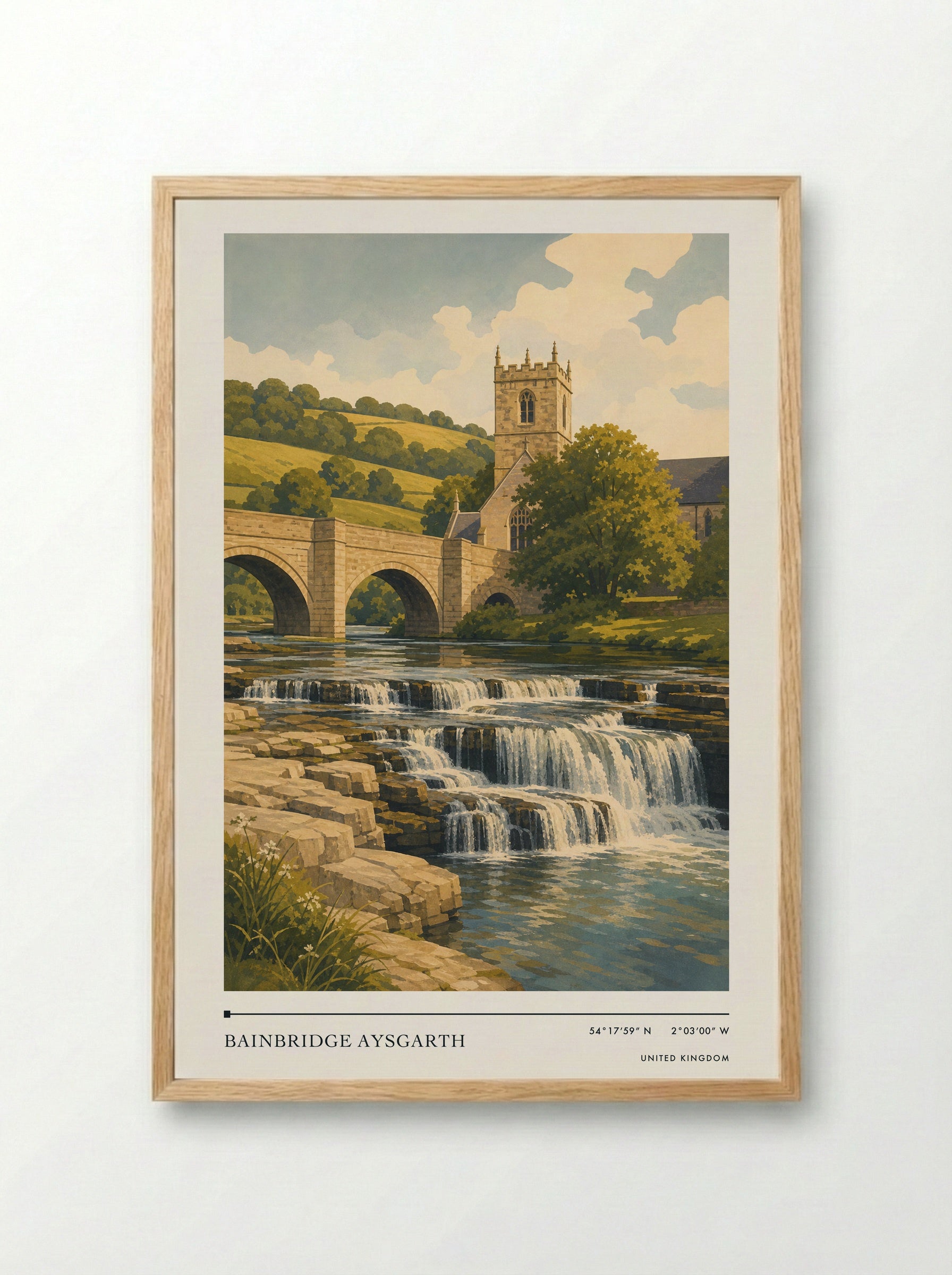 Bainbridge Aysgarth United Kingdom Travel Poster - Framed Print Wood