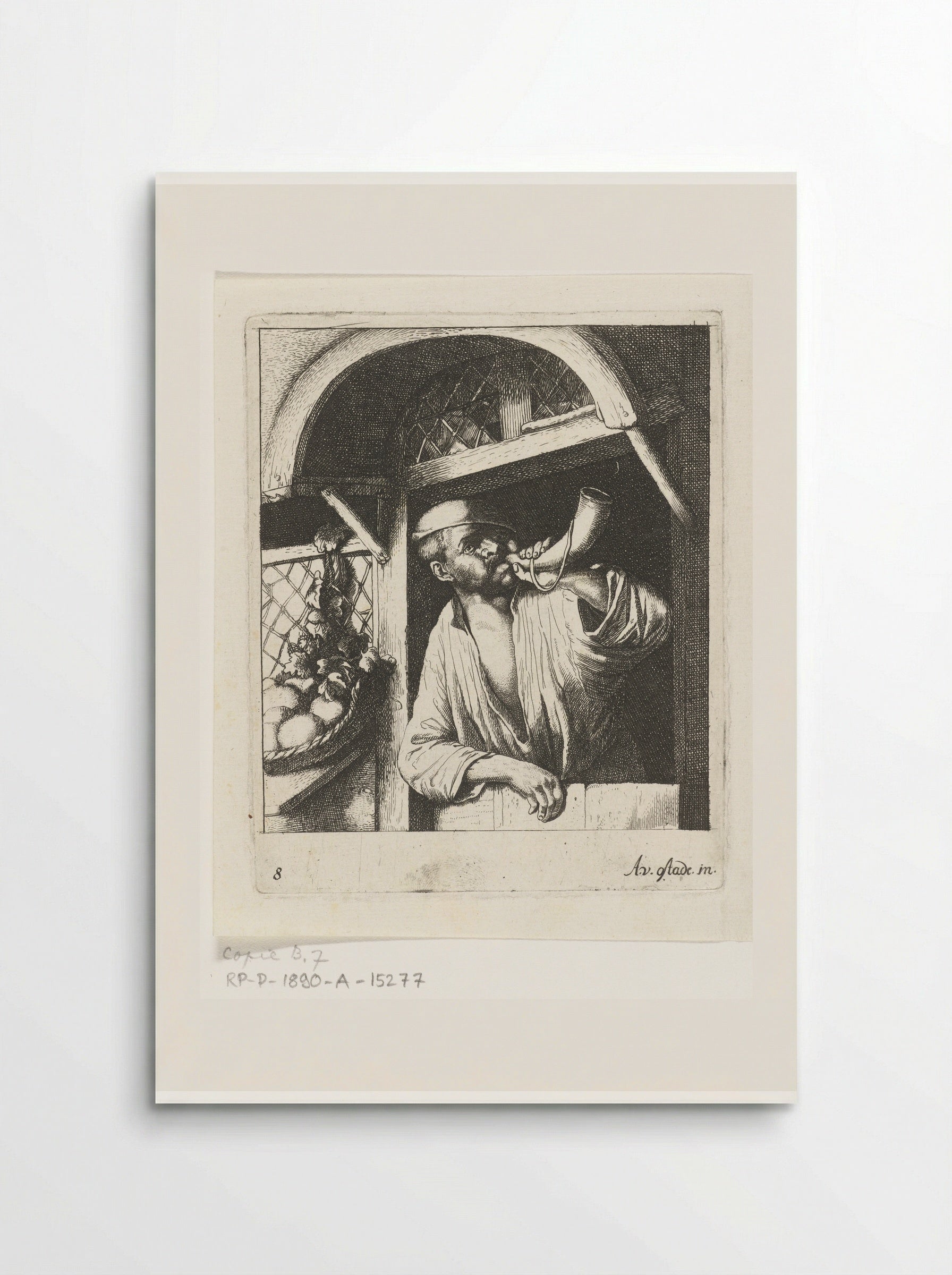 Bakker blaast op een hoorn - Abraham Bloteling - Poster