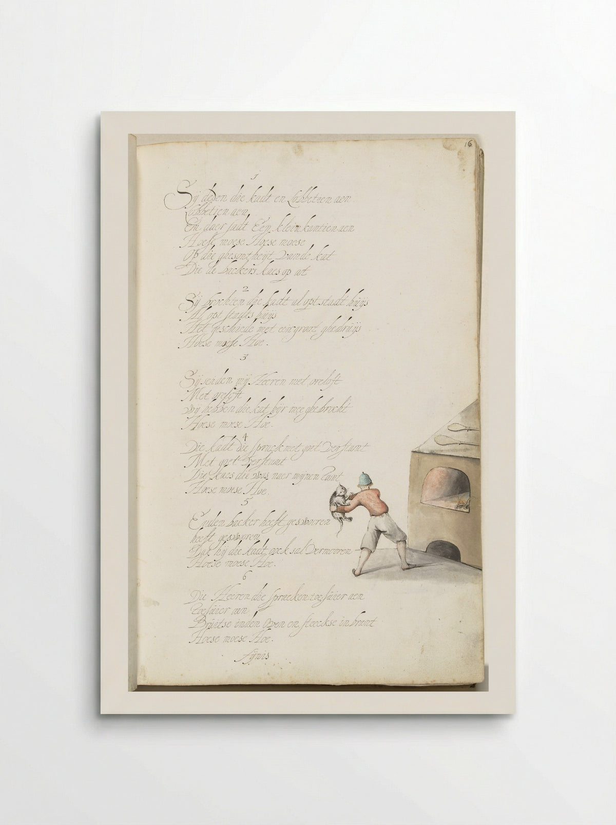 Bakker die een kat in een oven gooit - Gesina ter Borch - Poster
