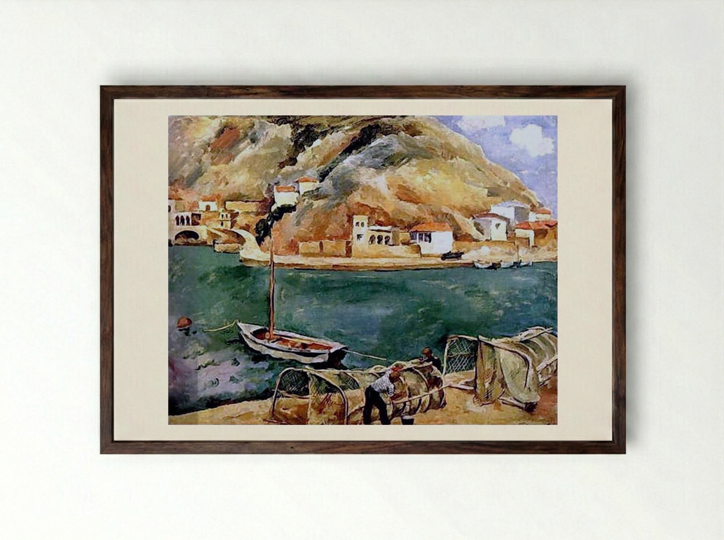 Balaklava. Fishing Nets - Pyotr Konchalovsky - Framed Print Dark Wood