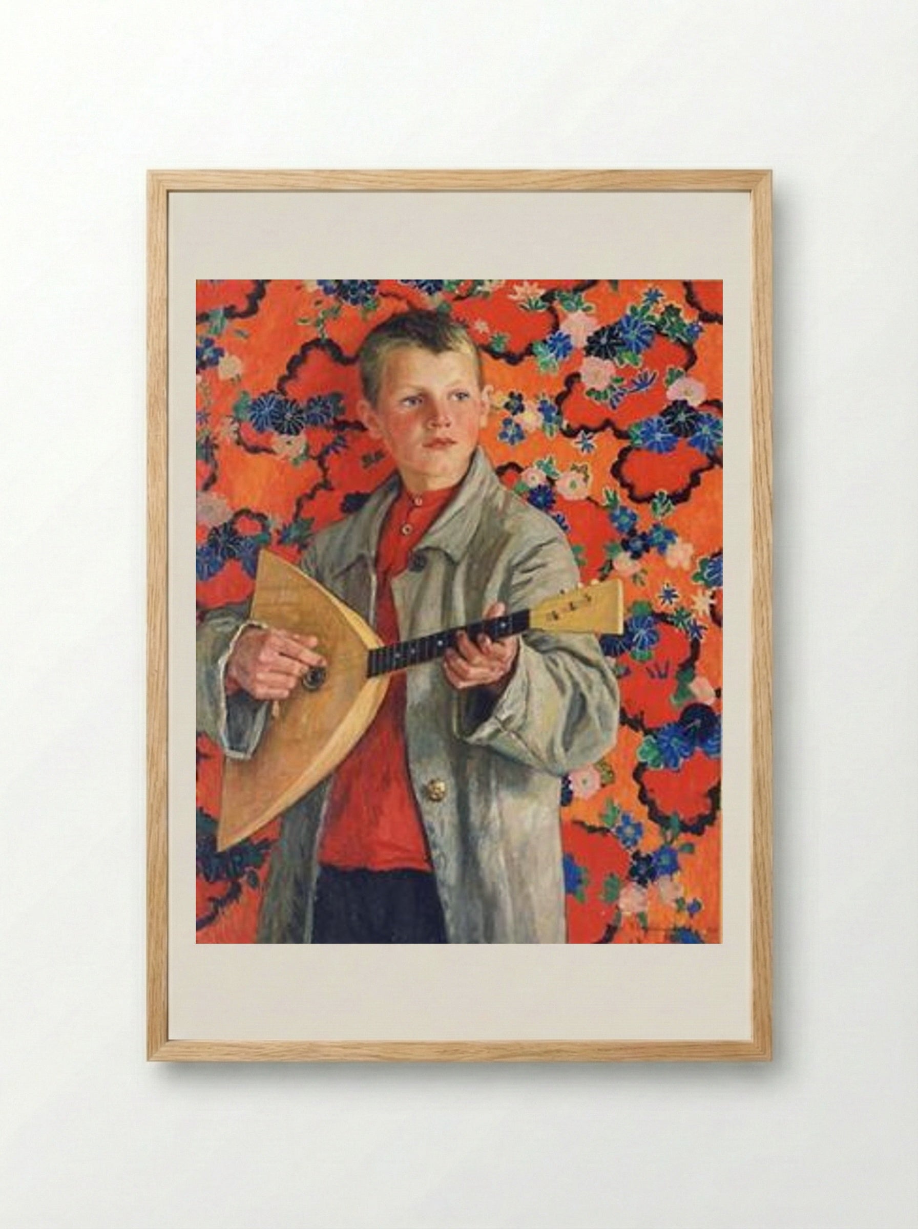 Balalaika Player - Nikolay Bogdanov-Belsky - Framed Print Wood