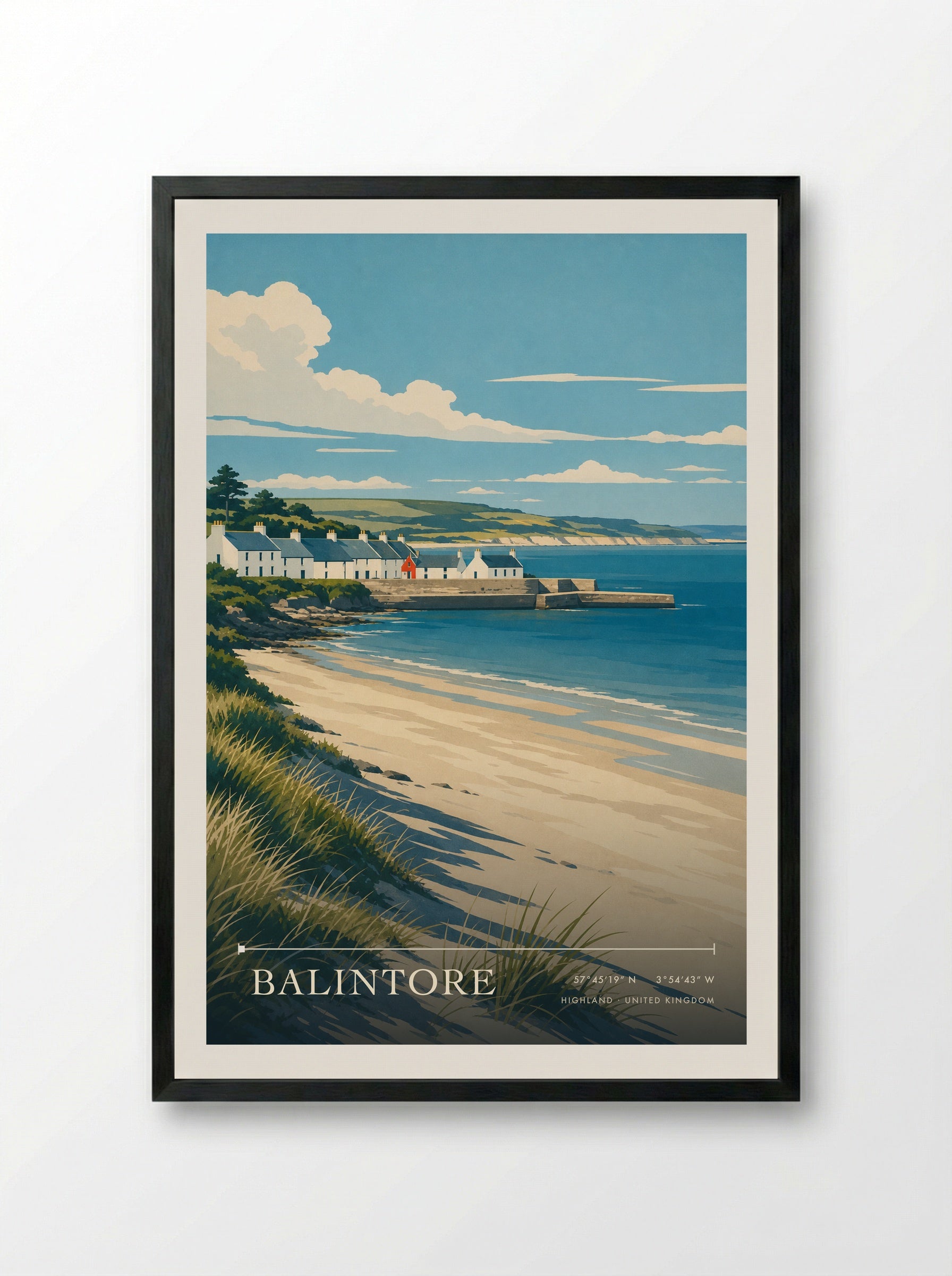 Balintore Highland United Kingdom Travel Poster - Framed Print Black