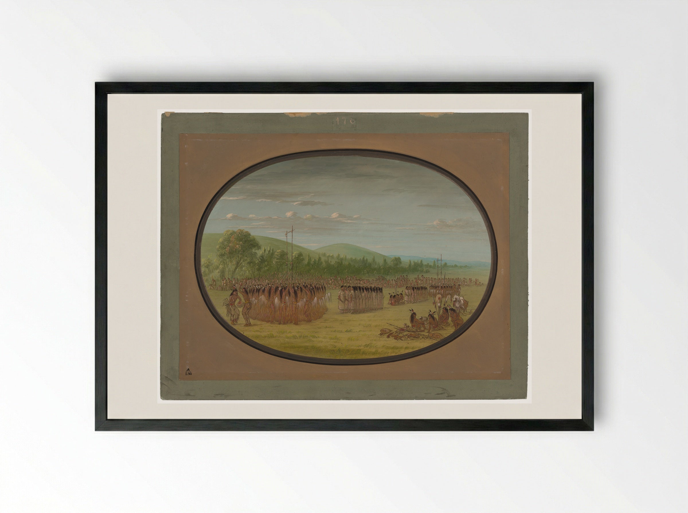 Ball-Play Dance - George Catlin - Framed Print Black