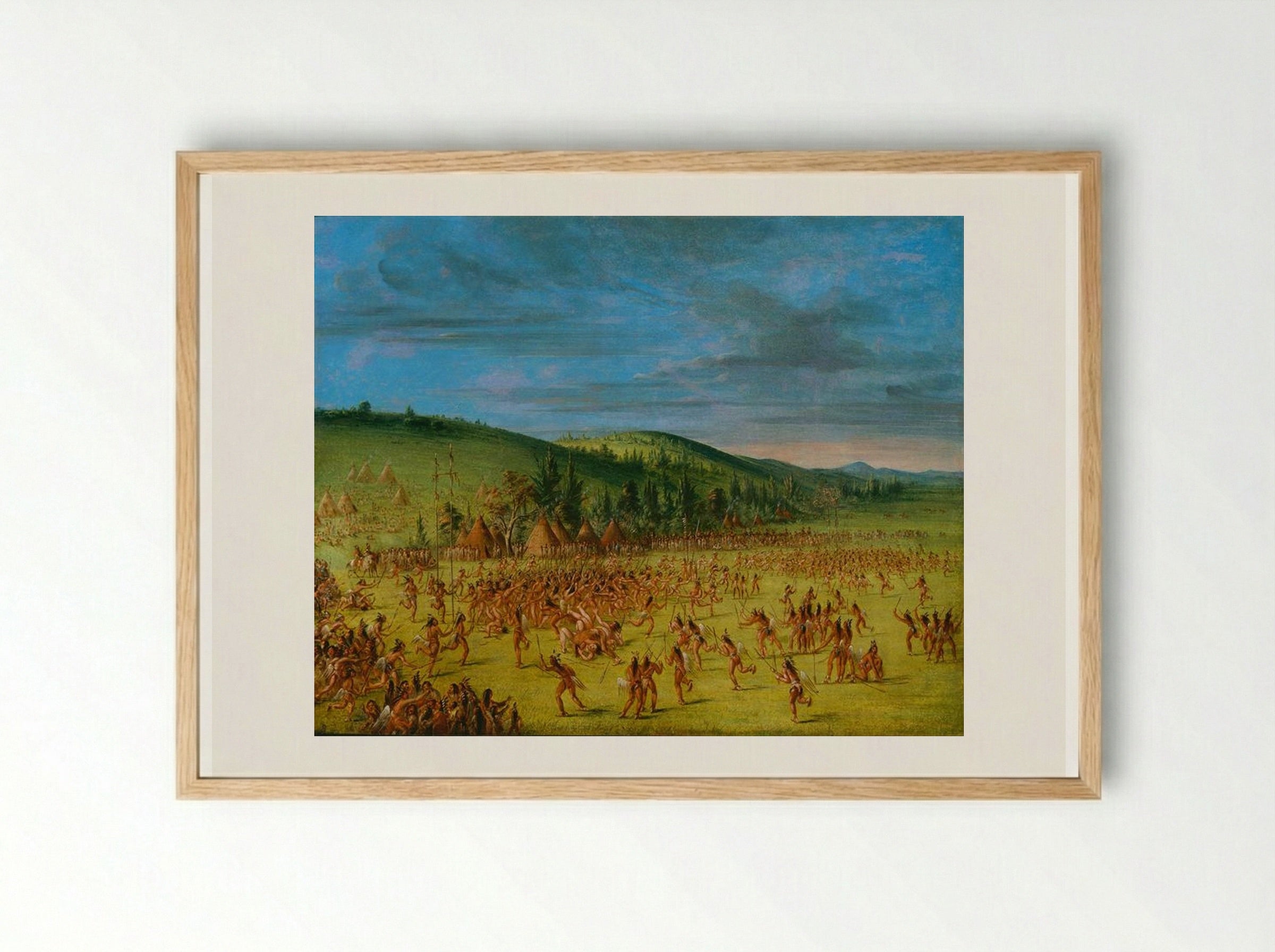 Ball-play of the Choctaw--Ball Up - George Catlin - Framed Print Wood