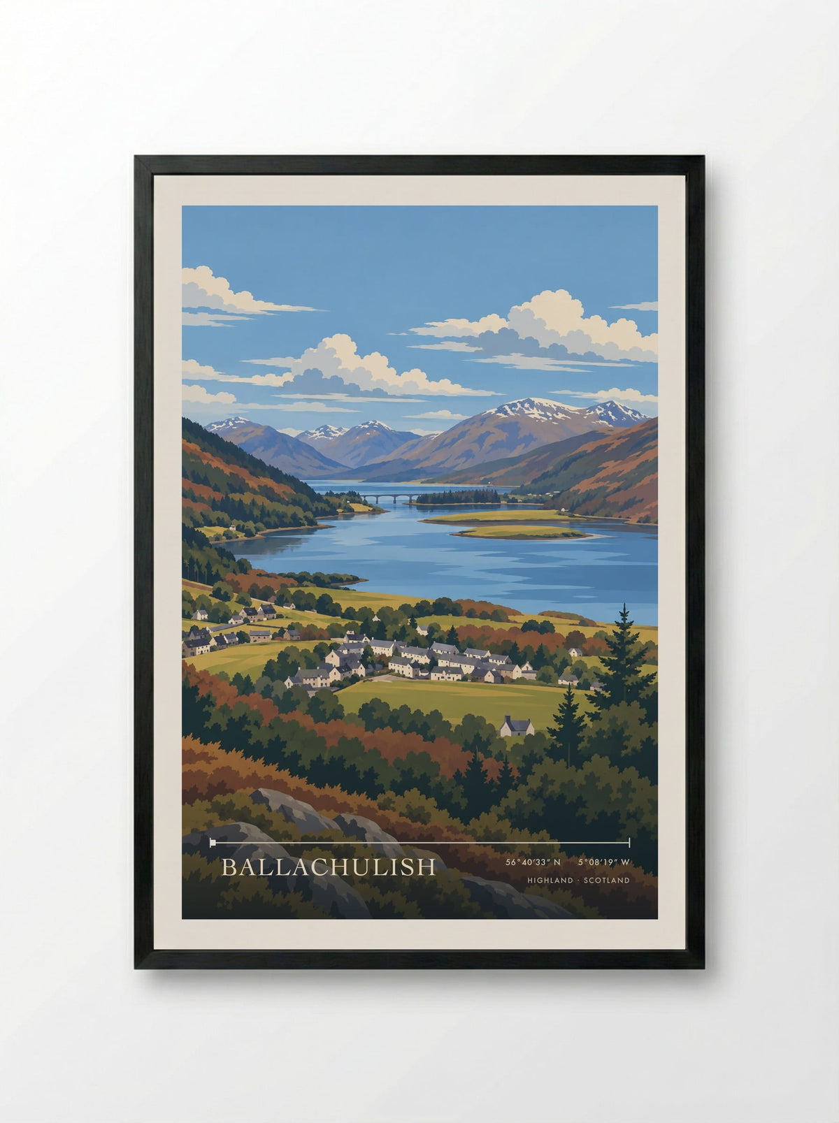 Ballachulish, Highland | Travel Poster - Framed Print Black