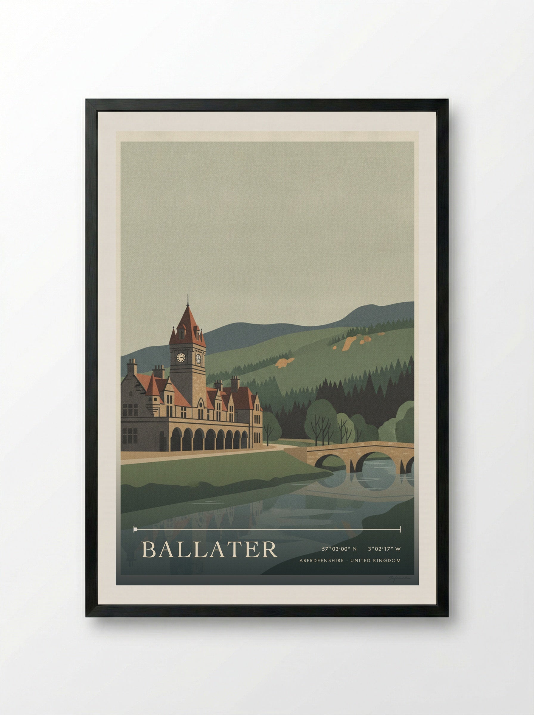 Ballater Aberdeenshire United Kingdom Travel Poster - Framed Print Black
