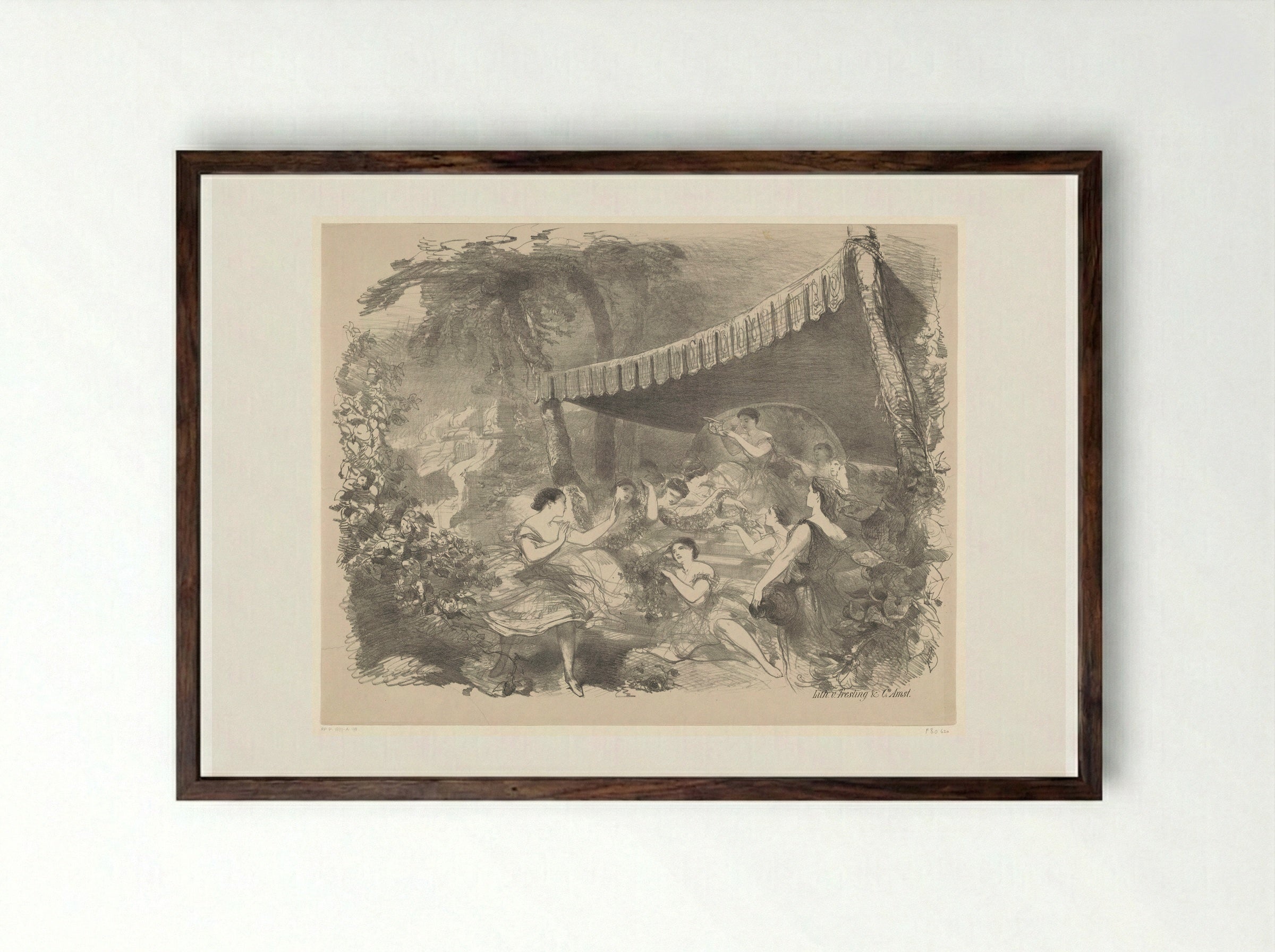 Balletscène met nimfen - Charles Rochussen - Framed Print Dark Wood