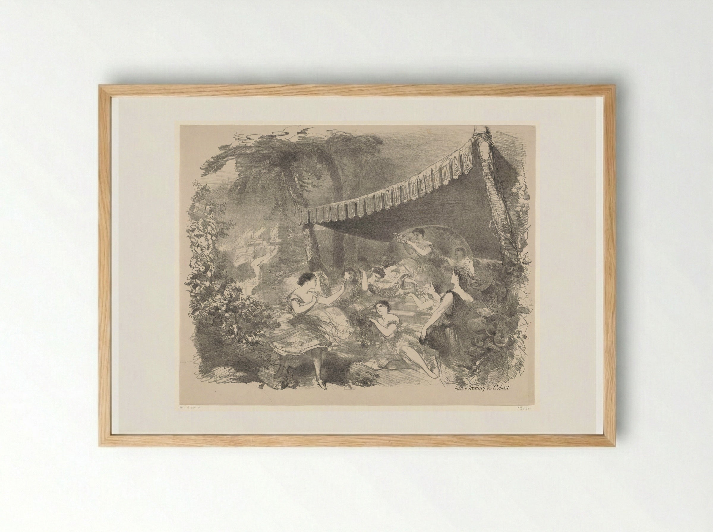 Balletscène met nimfen - Charles Rochussen - Framed Print Wood