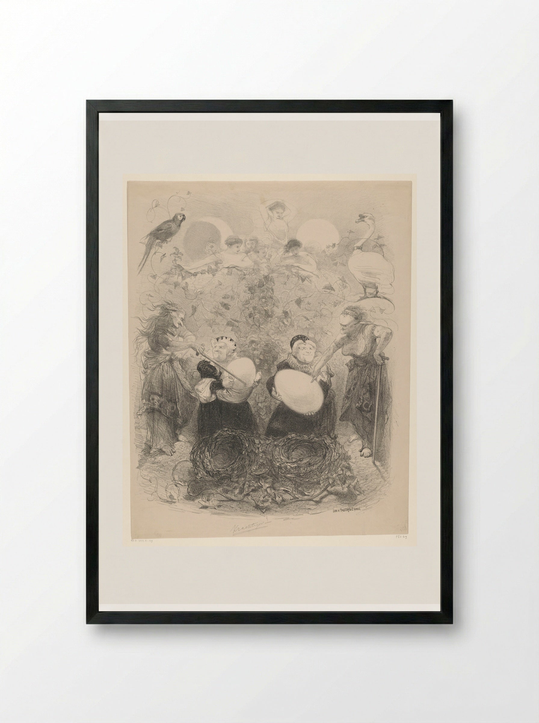 Balletscène met oude vrouwen met eieren - Charles Rochussen - Framed Print Black