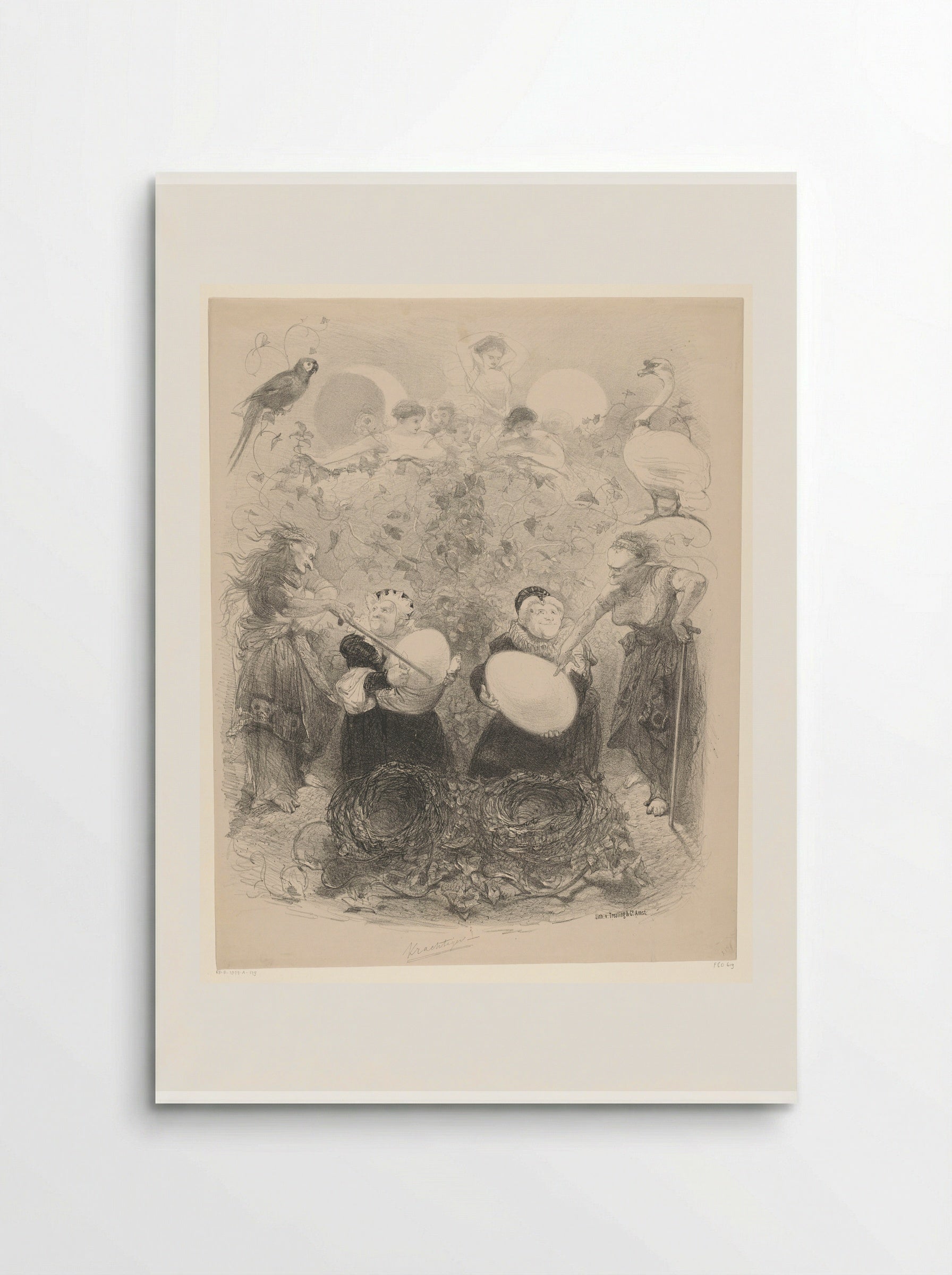 Balletscène met oude vrouwen met eieren - Charles Rochussen - Poster