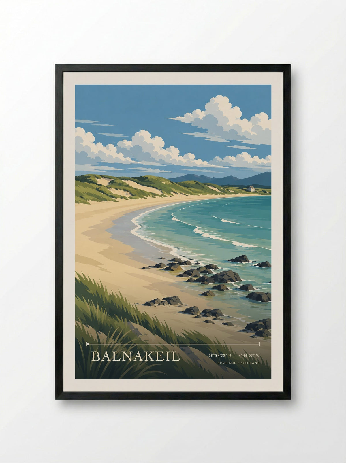 Balnakeil, Highland | Travel Poster - Framed Print Black