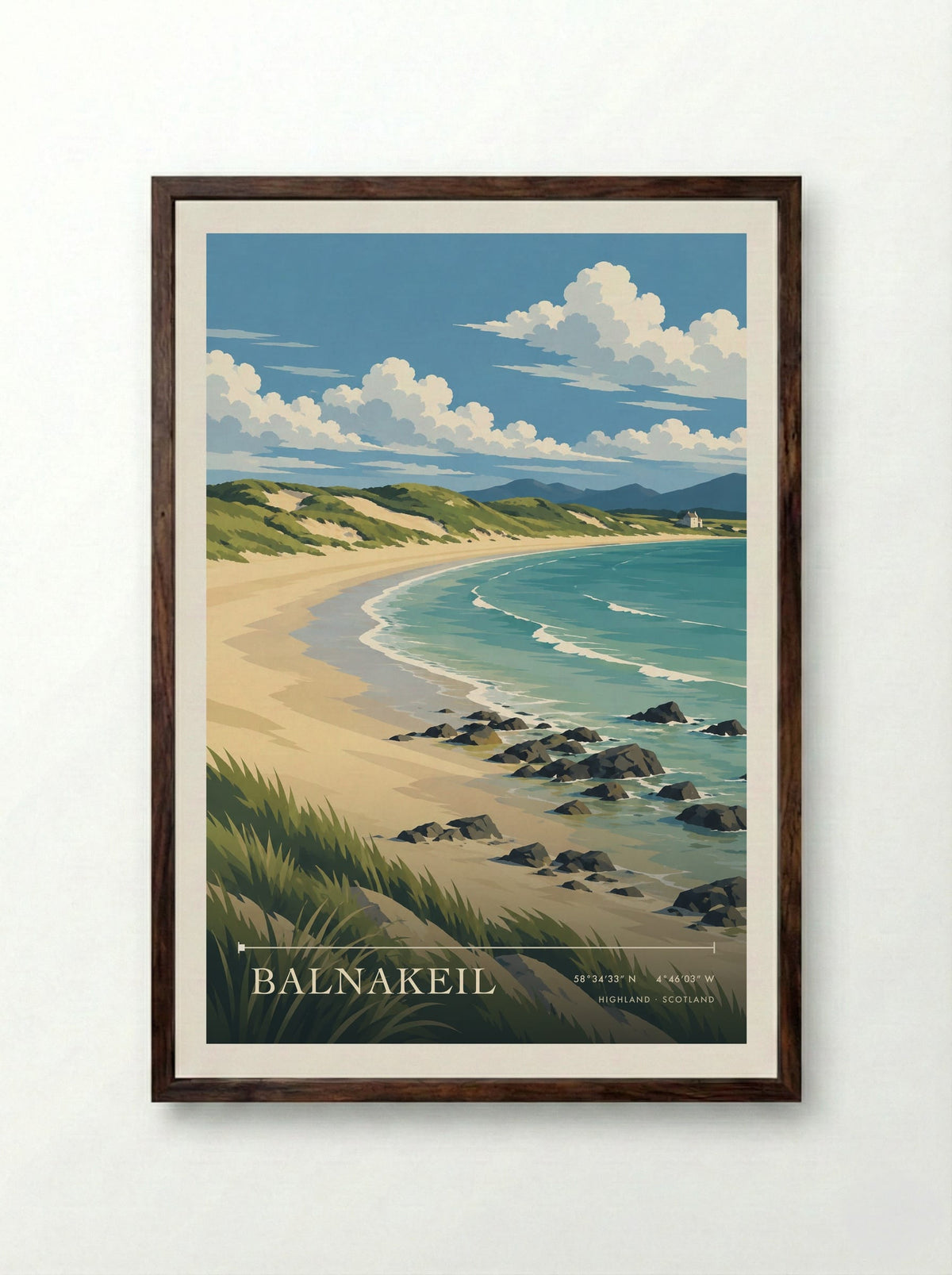 Balnakeil, Highland | Travel Poster - Framed Print Dark Wood