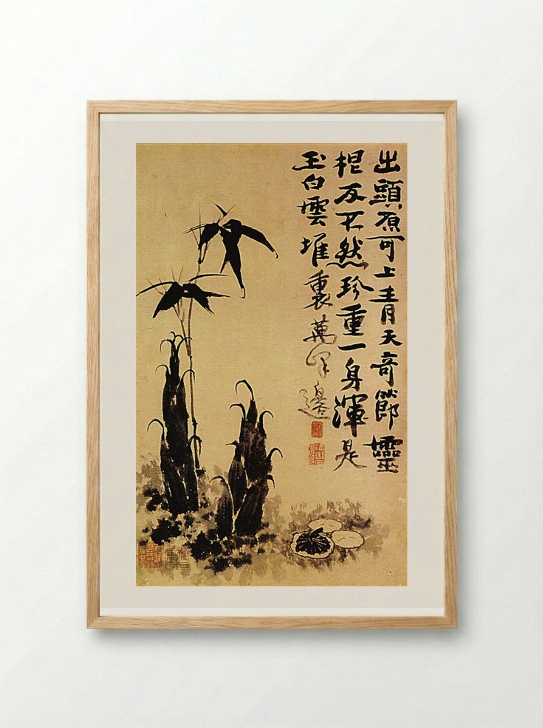 Bamboo Shoots - Shitao - Framed Print Wood
