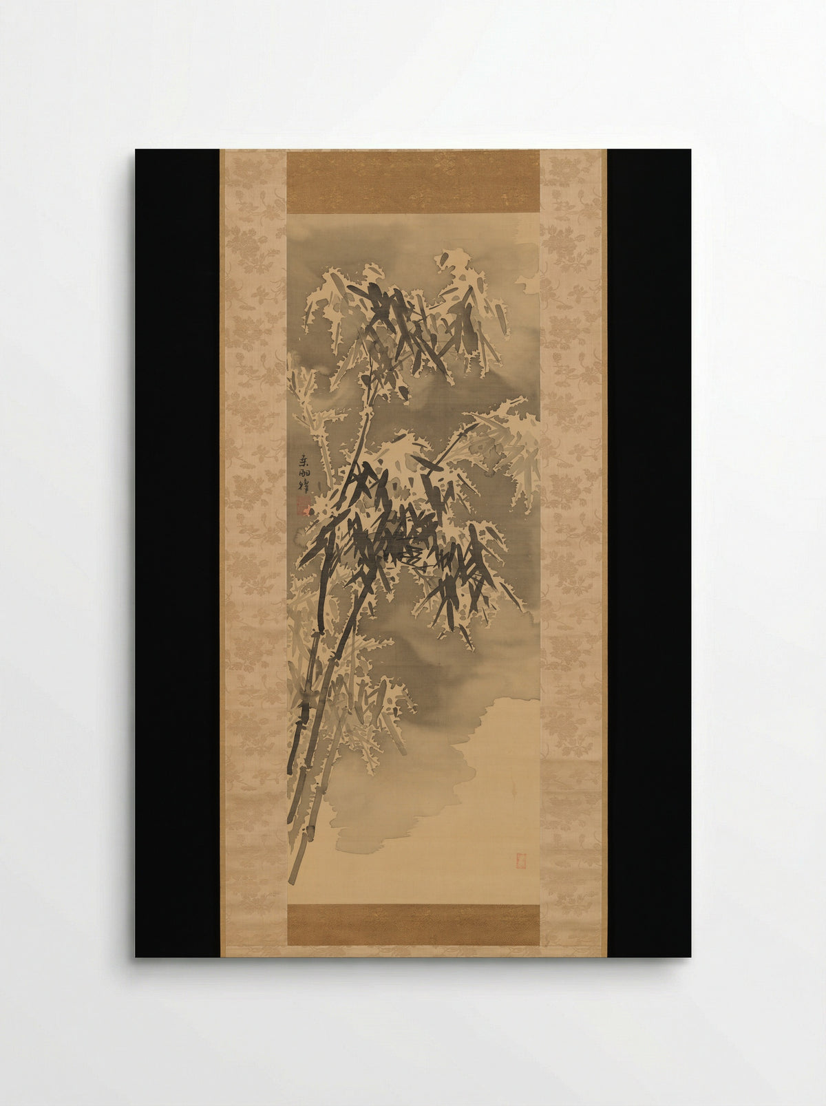 Bamboo and Rock in Snow - Kuwayama Gyokushū - Poster