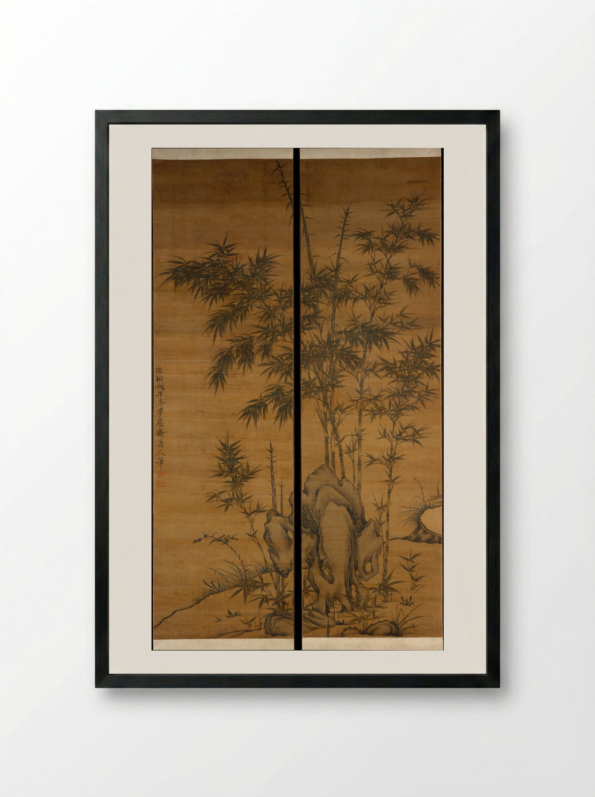 Bamboo and Rocks - Li Kan - Framed Print Black