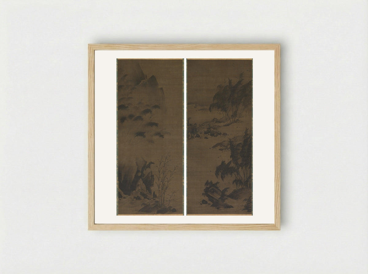 Bamboo in Rain; Bamboo in Wind - Genga - Framed Print Wood