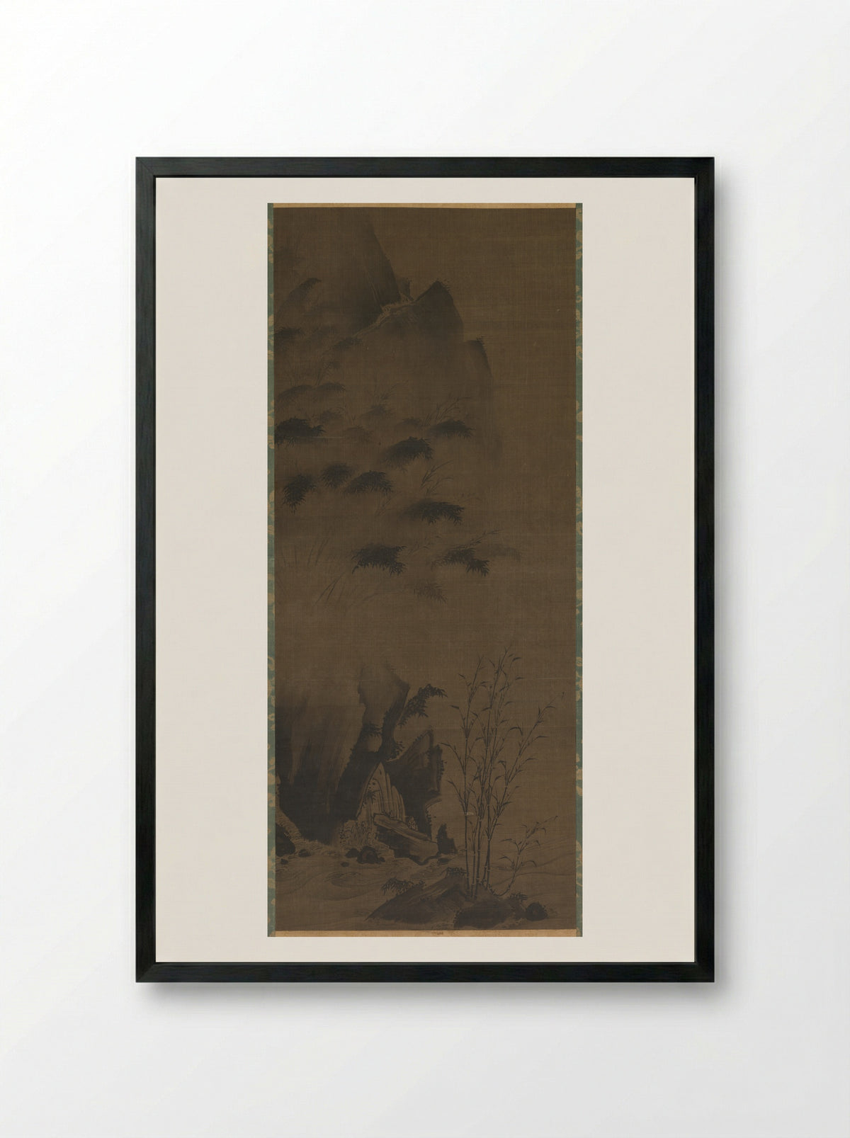 Bamboo in Rain - Genga - Framed Print Black