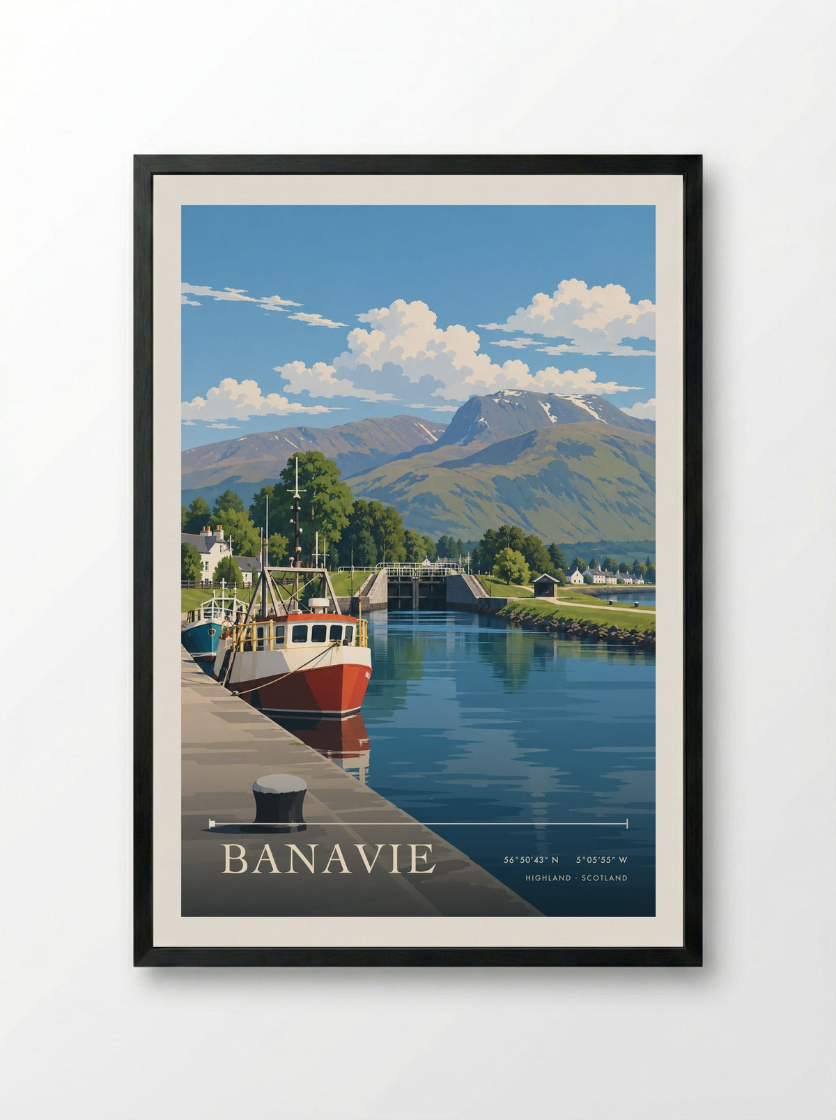 Banavie, Highland | Travel Poster - Framed Print Black