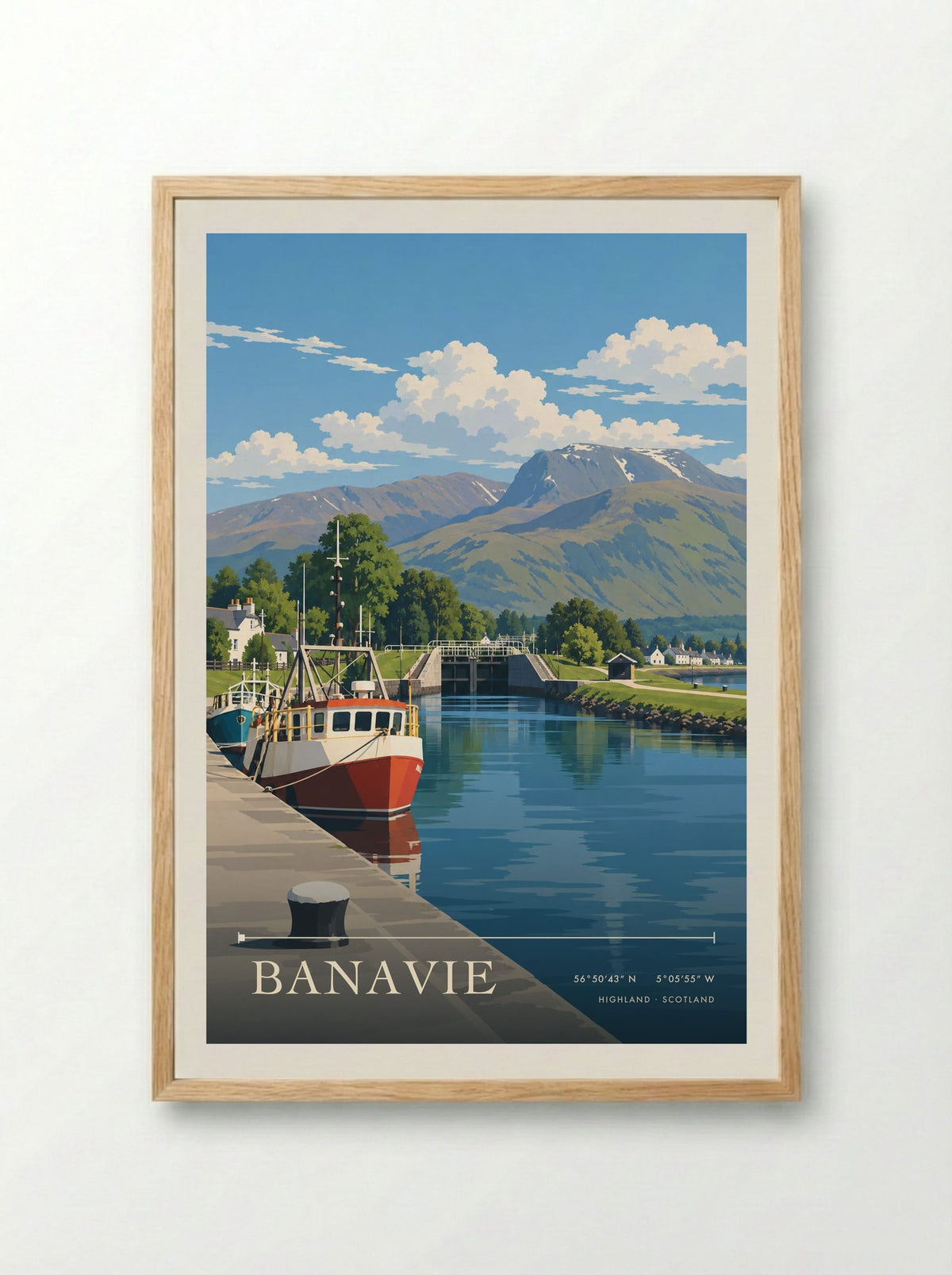 Banavie, Highland | Travel Poster - Framed Print Wood