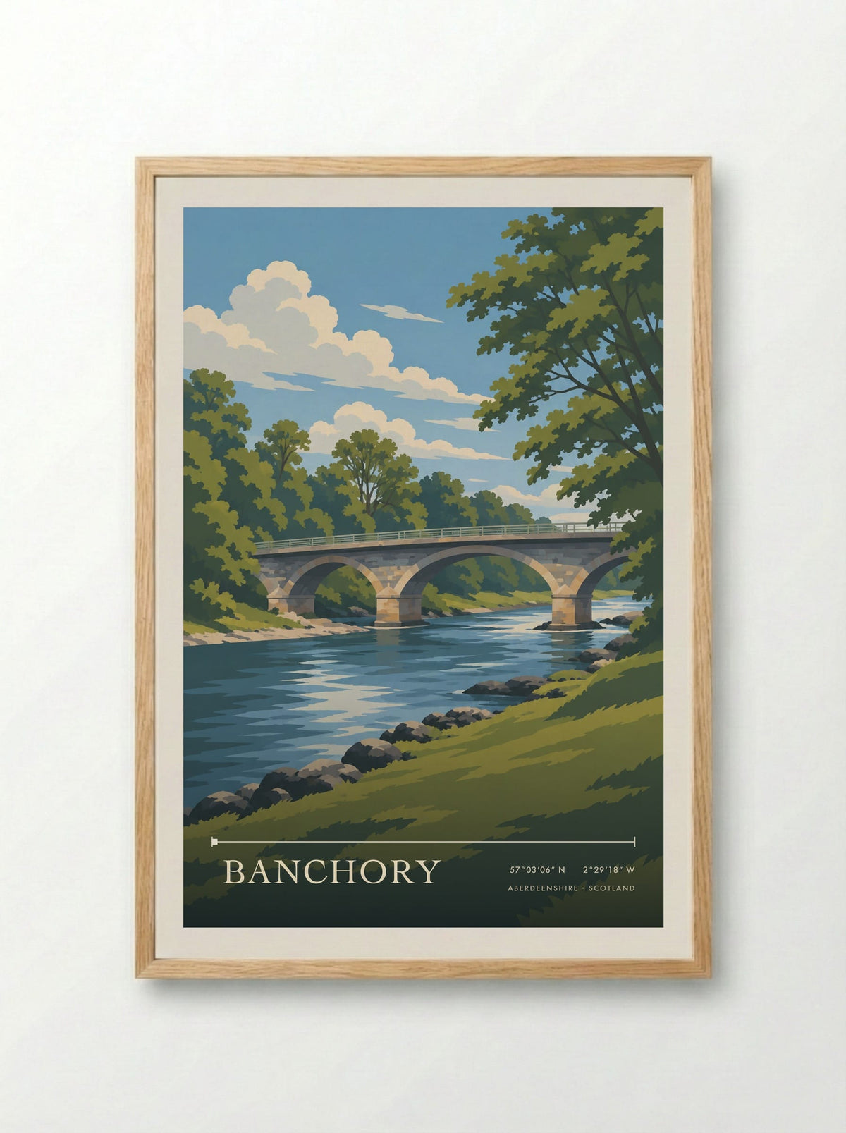 Banchory, Aberdeenshire | Travel Poster - Framed Print Wood