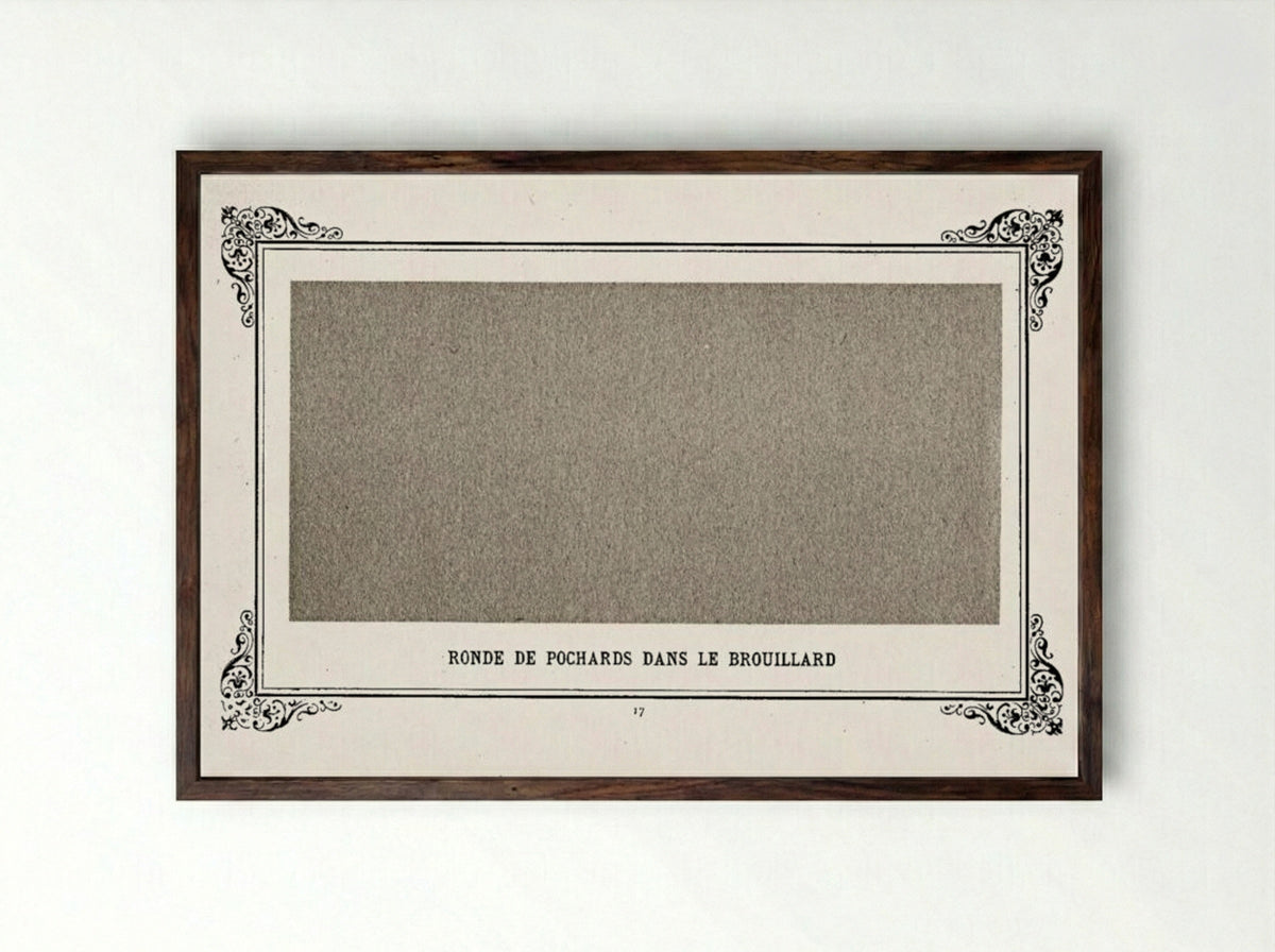 Band of Greyfriars in the Fog - Alphonse Allais - Framed Print Dark Wood