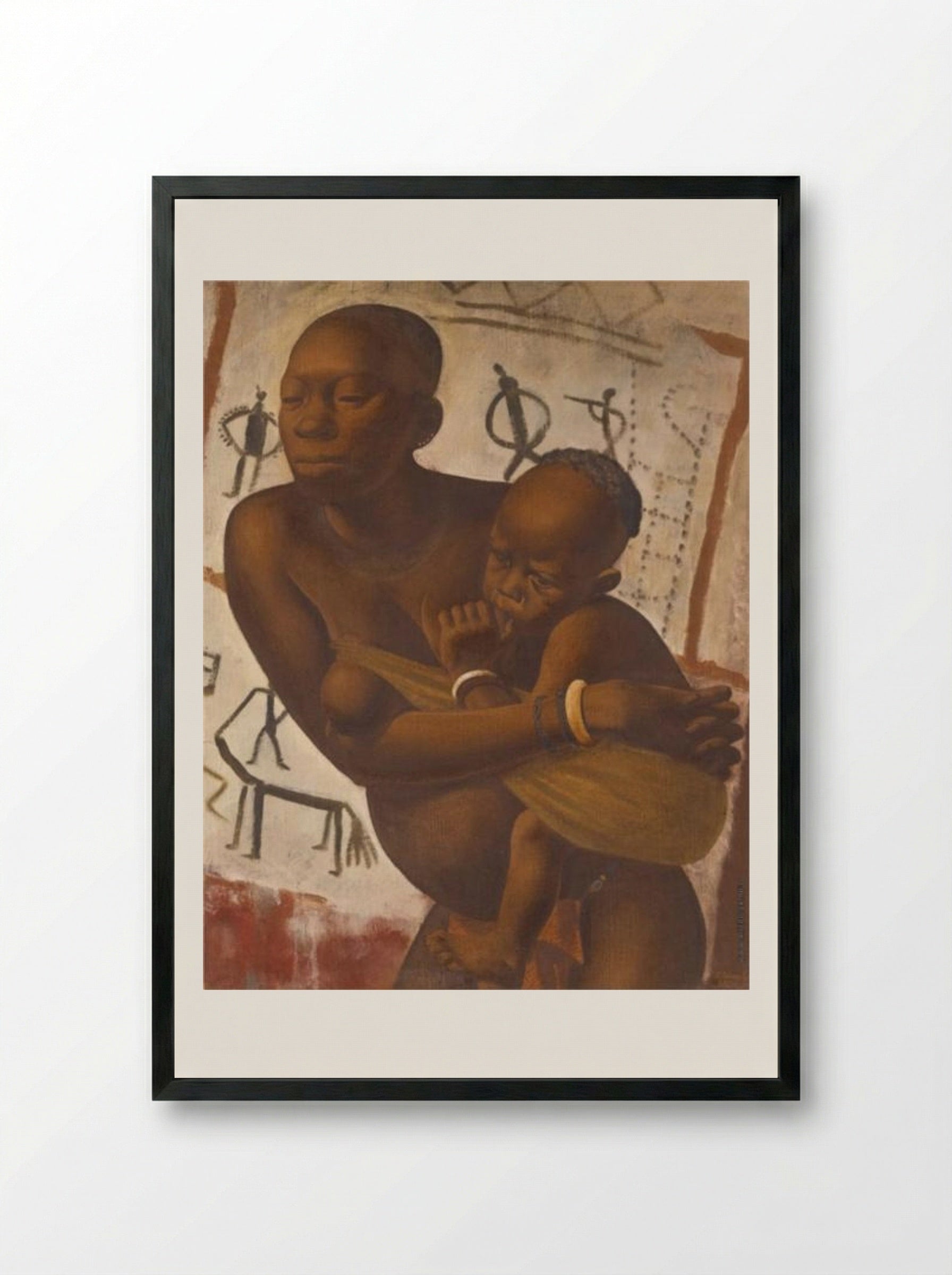 Banda Woman with a Child - Alexandre Jacovleff - Framed Print Black