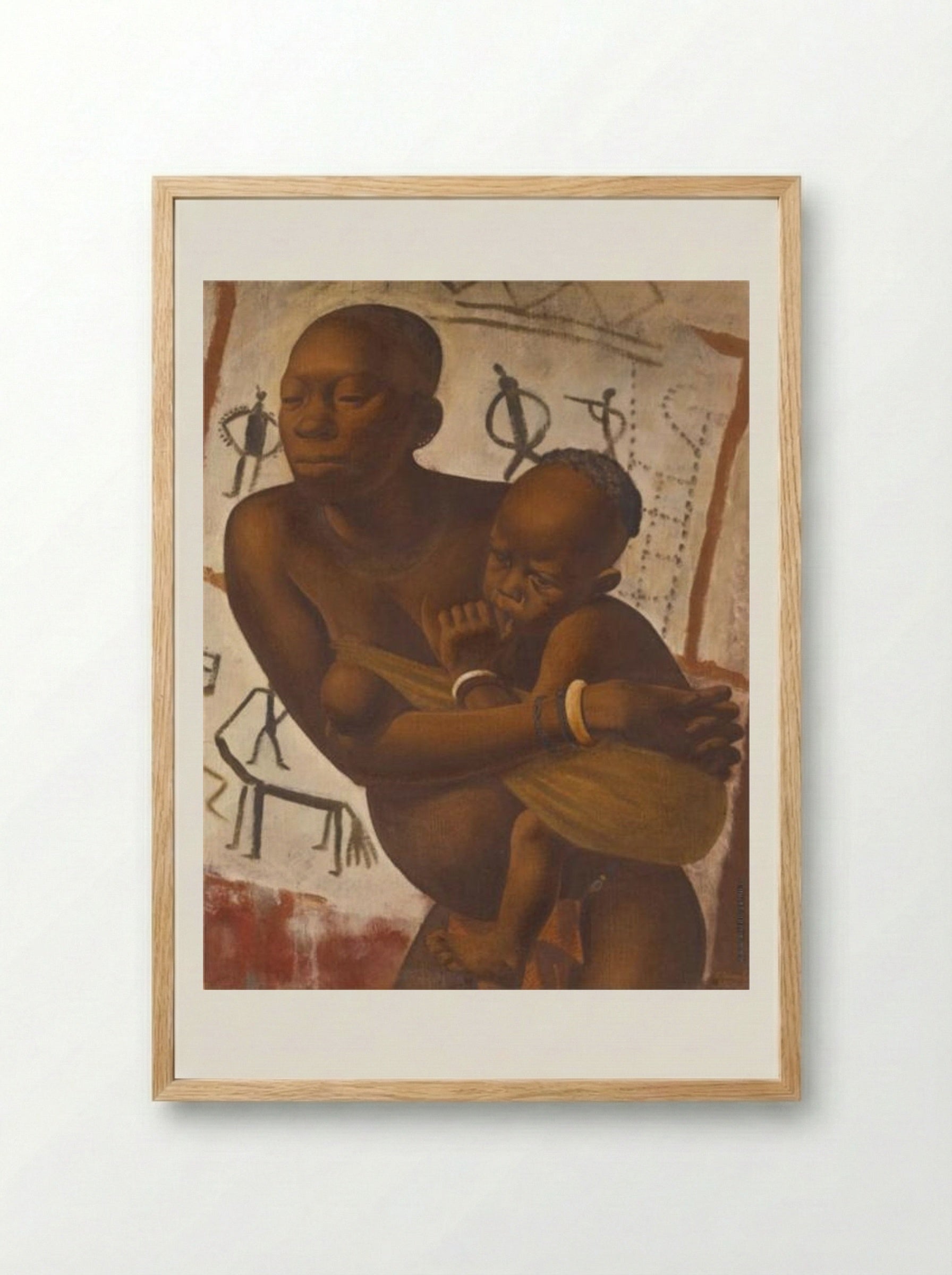 Banda Woman with a Child - Alexandre Jacovleff - Framed Print Wood