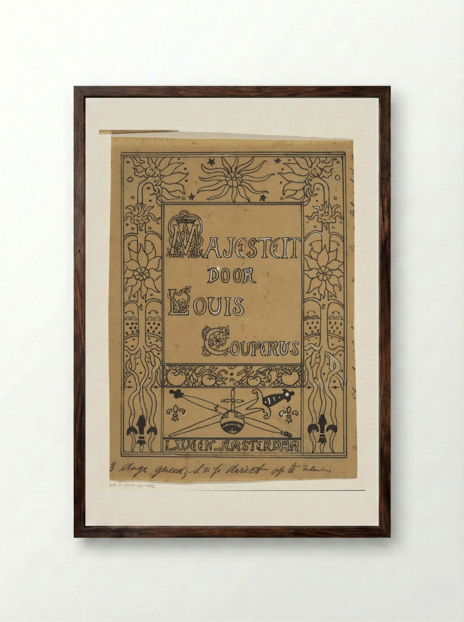 Bandontwerp voor: Louis Couperus, Majesteit - Richard Nicolaüs Roland Holst - Framed Print Dark Wood