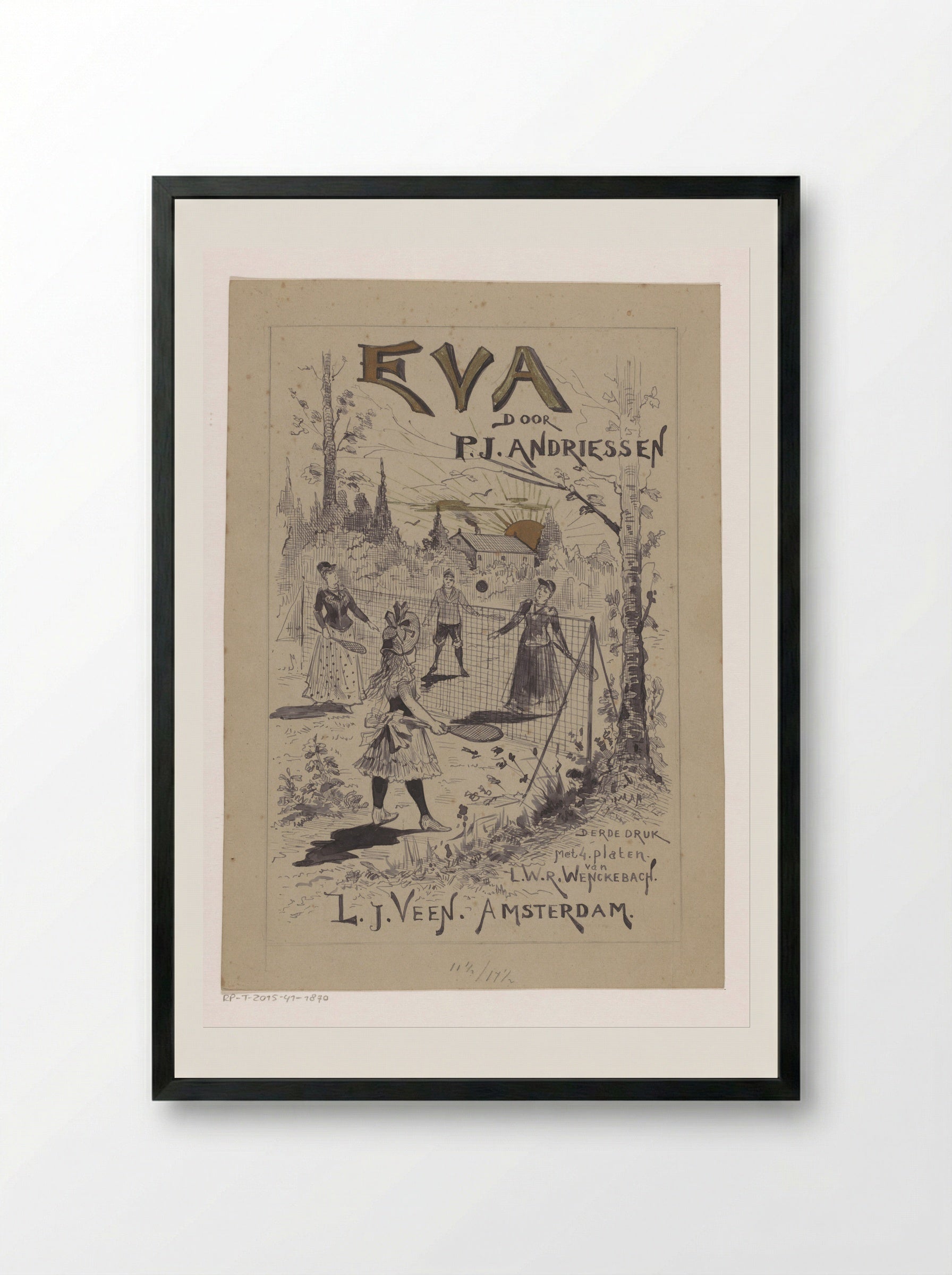 Bandontwerp voor: P.J. Andriessen, Eva - Willem Wenckebach - Framed Print Black