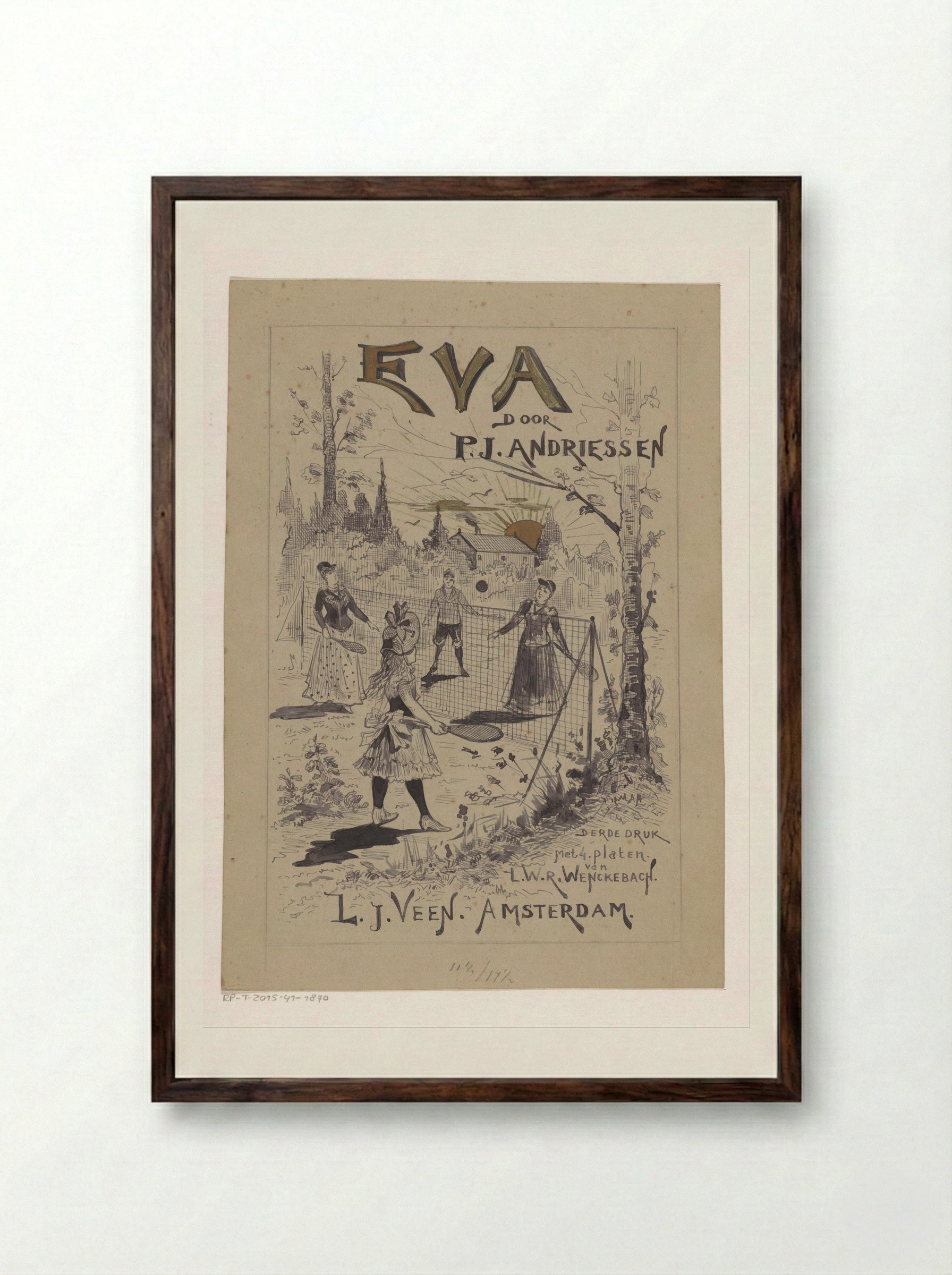 Bandontwerp voor: P.J. Andriessen, Eva - Willem Wenckebach - Framed Print Dark Wood